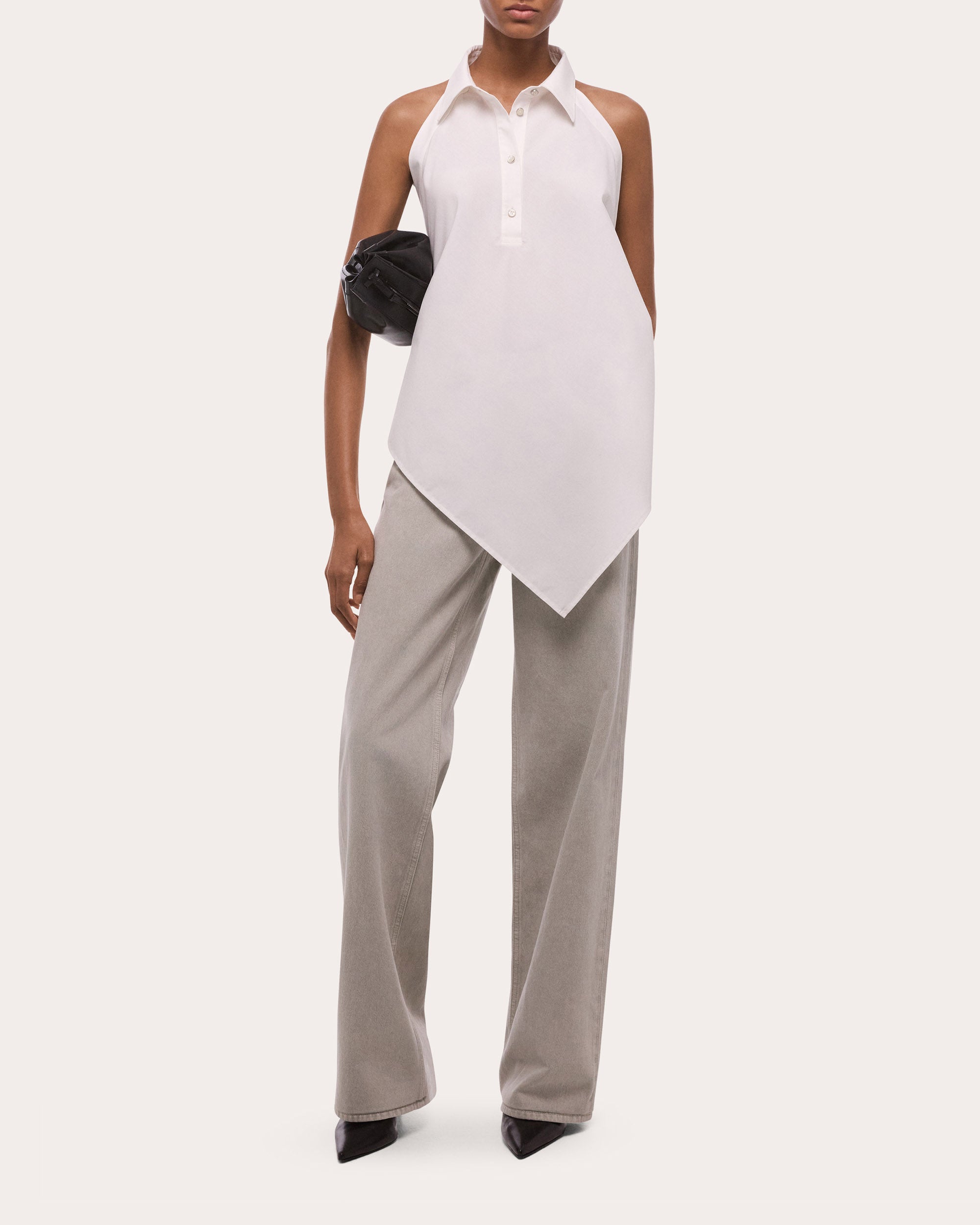 Poplin Collared Scarf Top