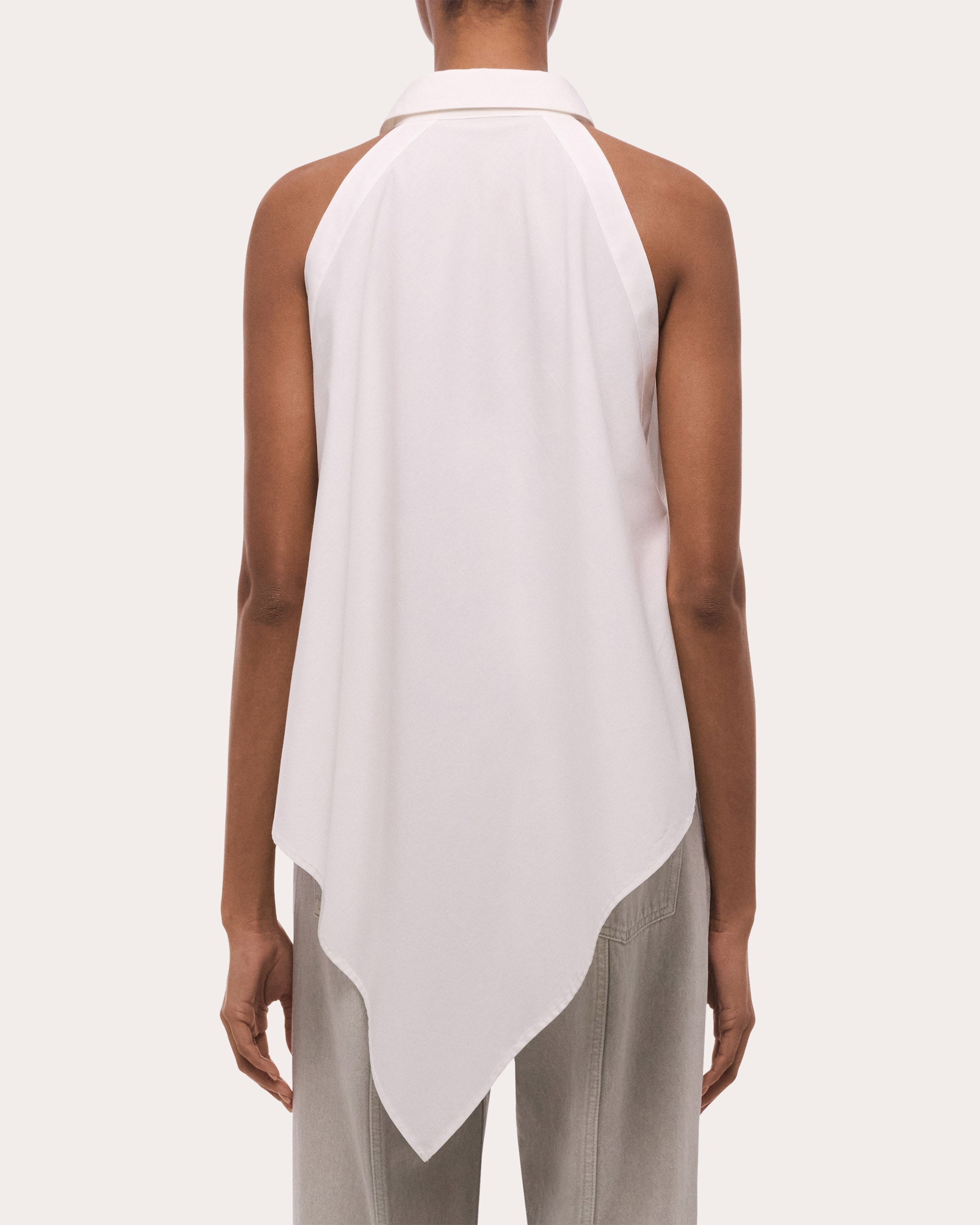 Poplin Collared Scarf Top