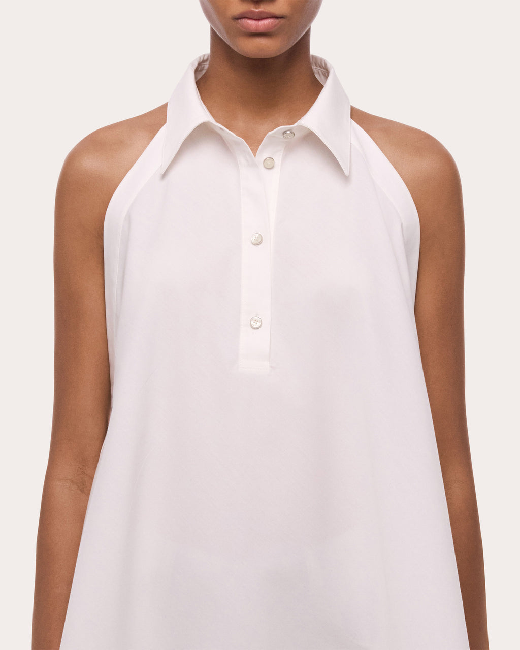Poplin Collared Scarf Top