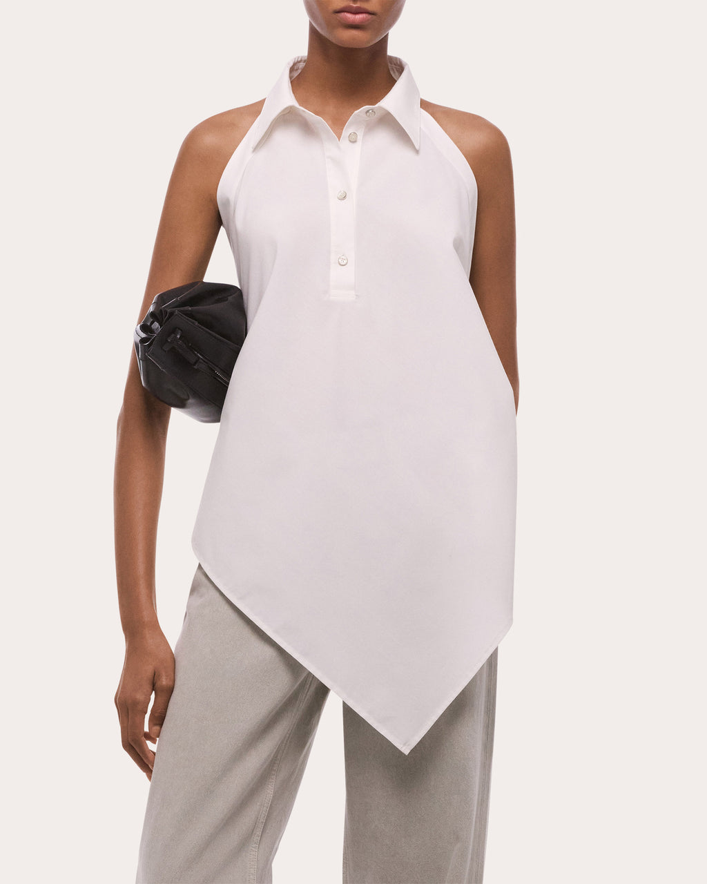 Poplin Collared Scarf Top