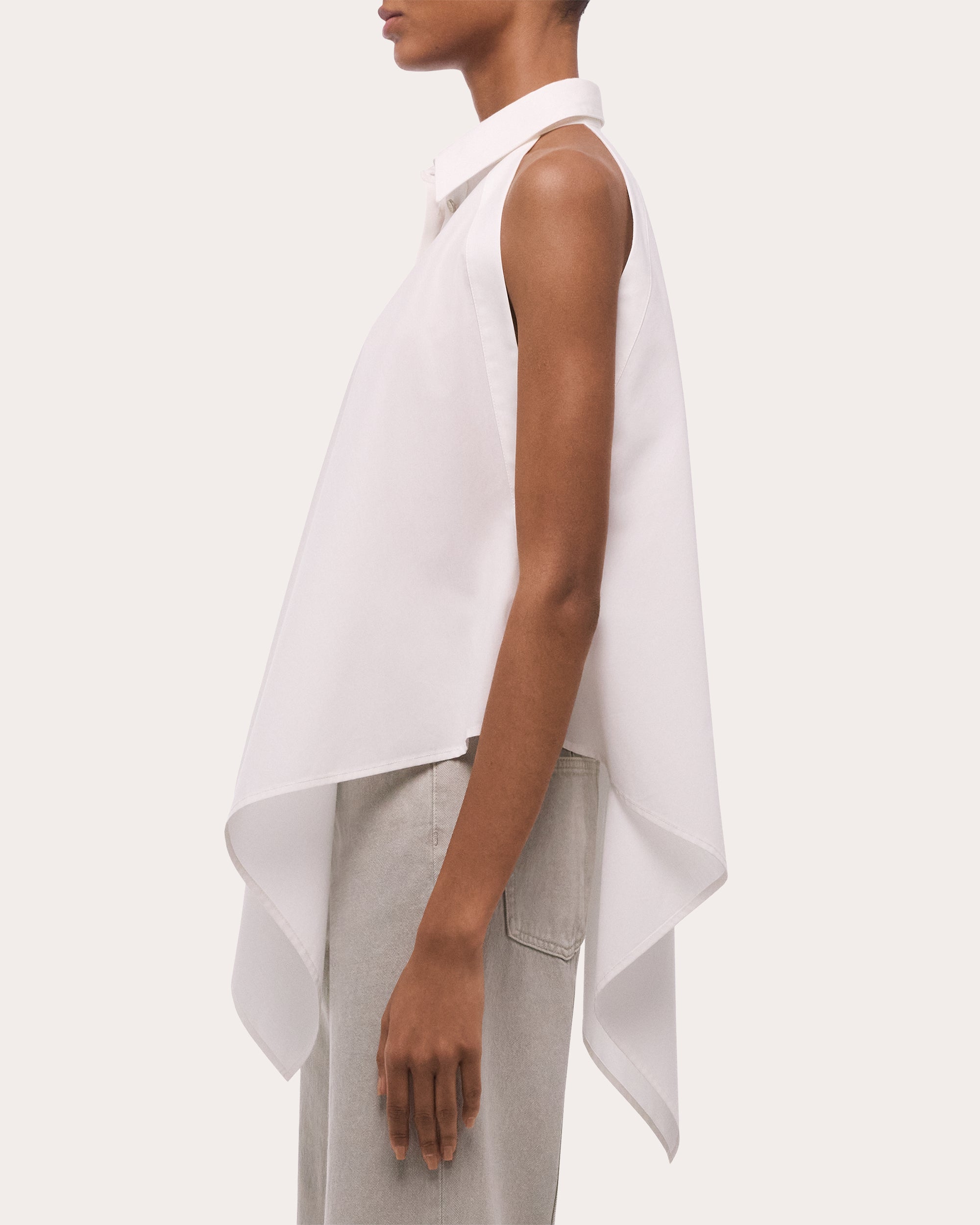 Poplin Collared Scarf Top