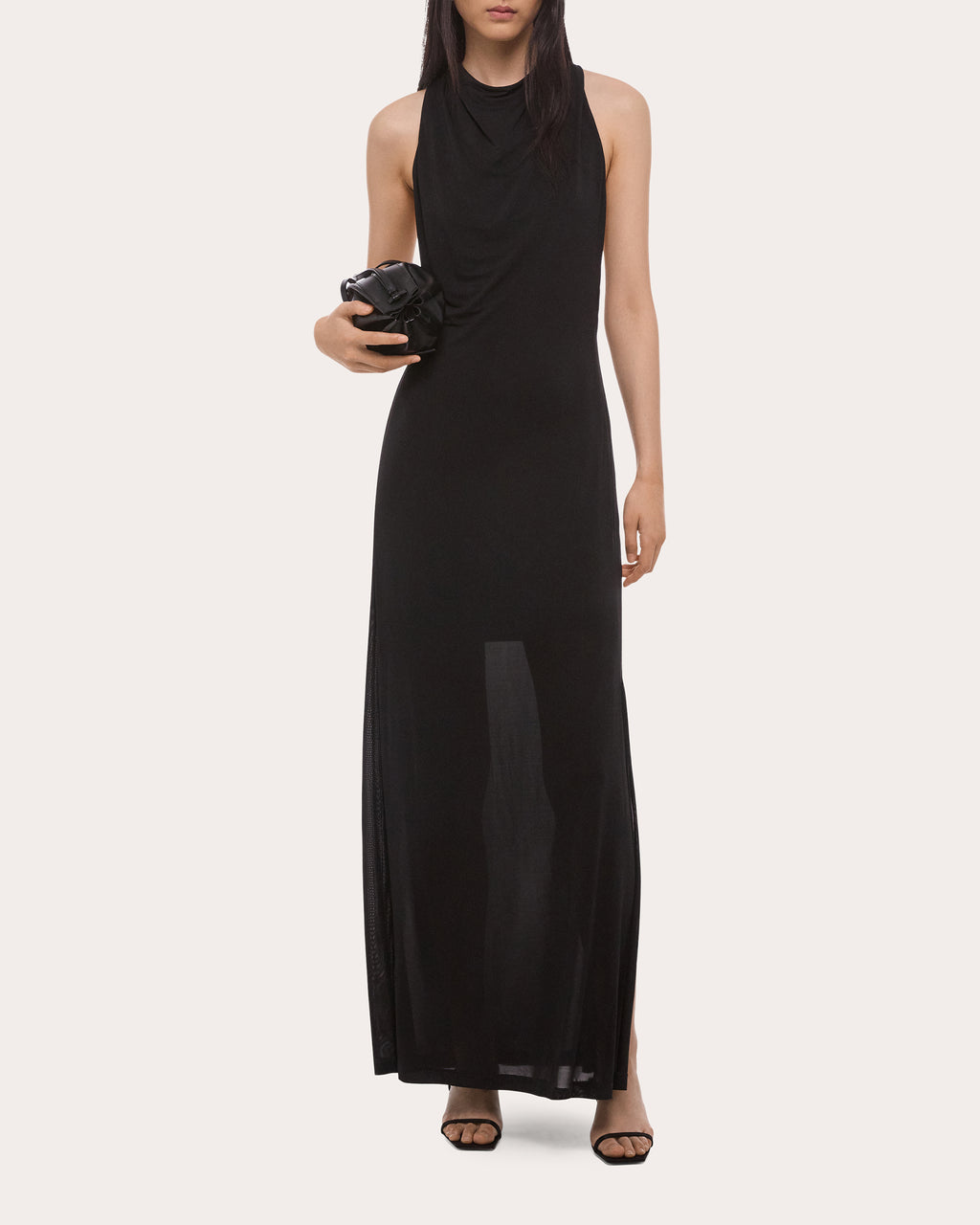 Jersey Knotted Halter Maxi Dress