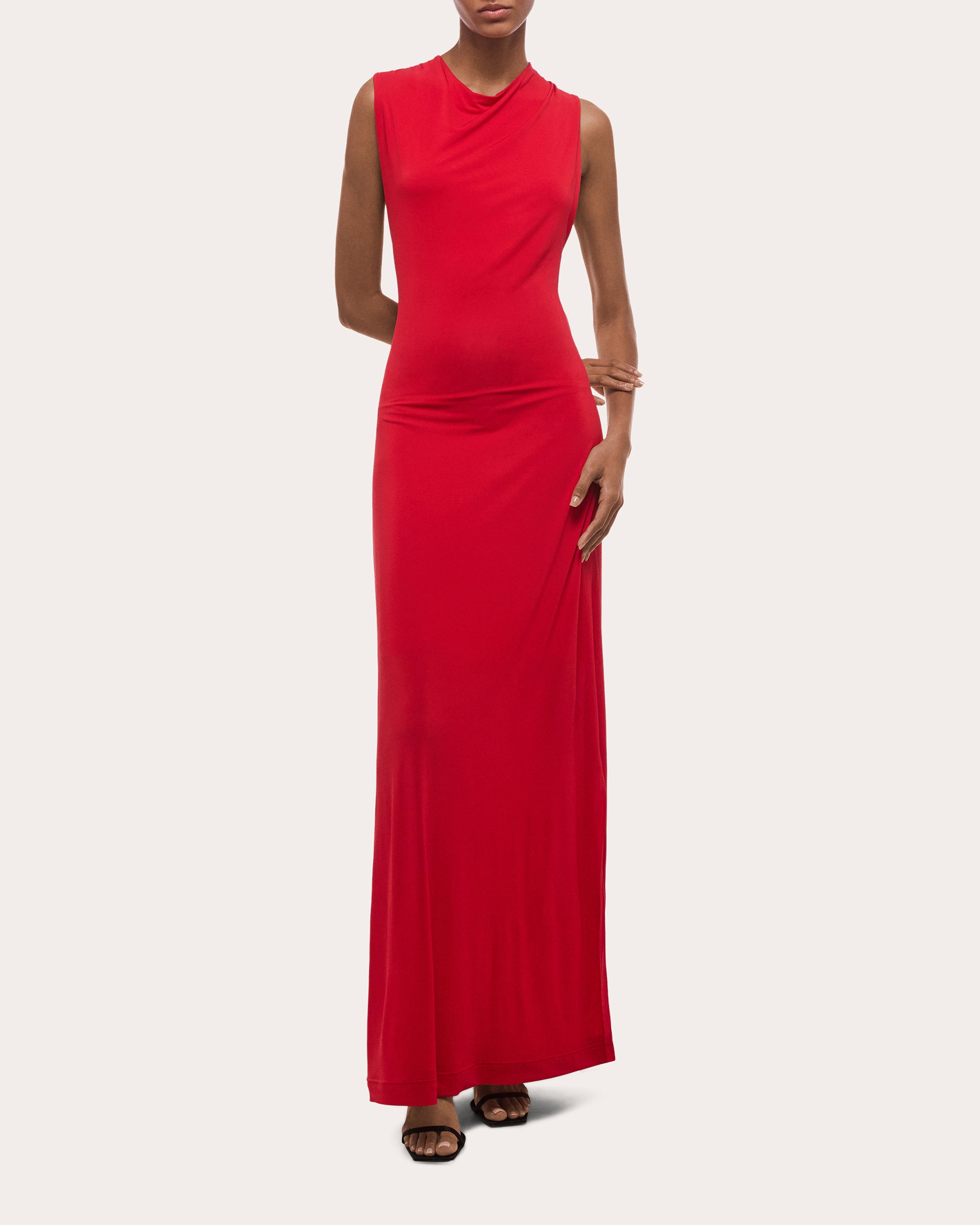 Jersey Knotted Halter Maxi Dress