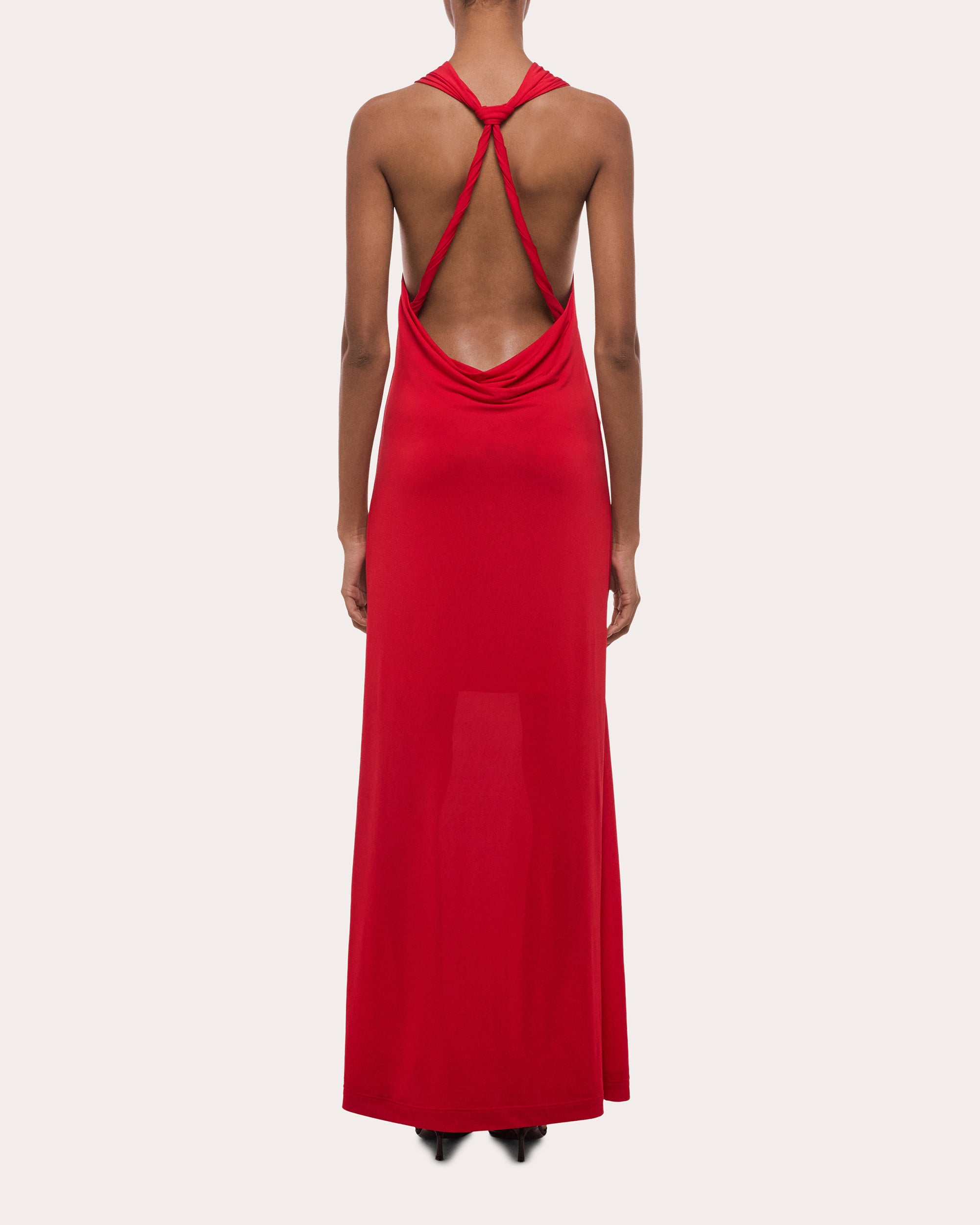 Jersey Knotted Halter Maxi Dress