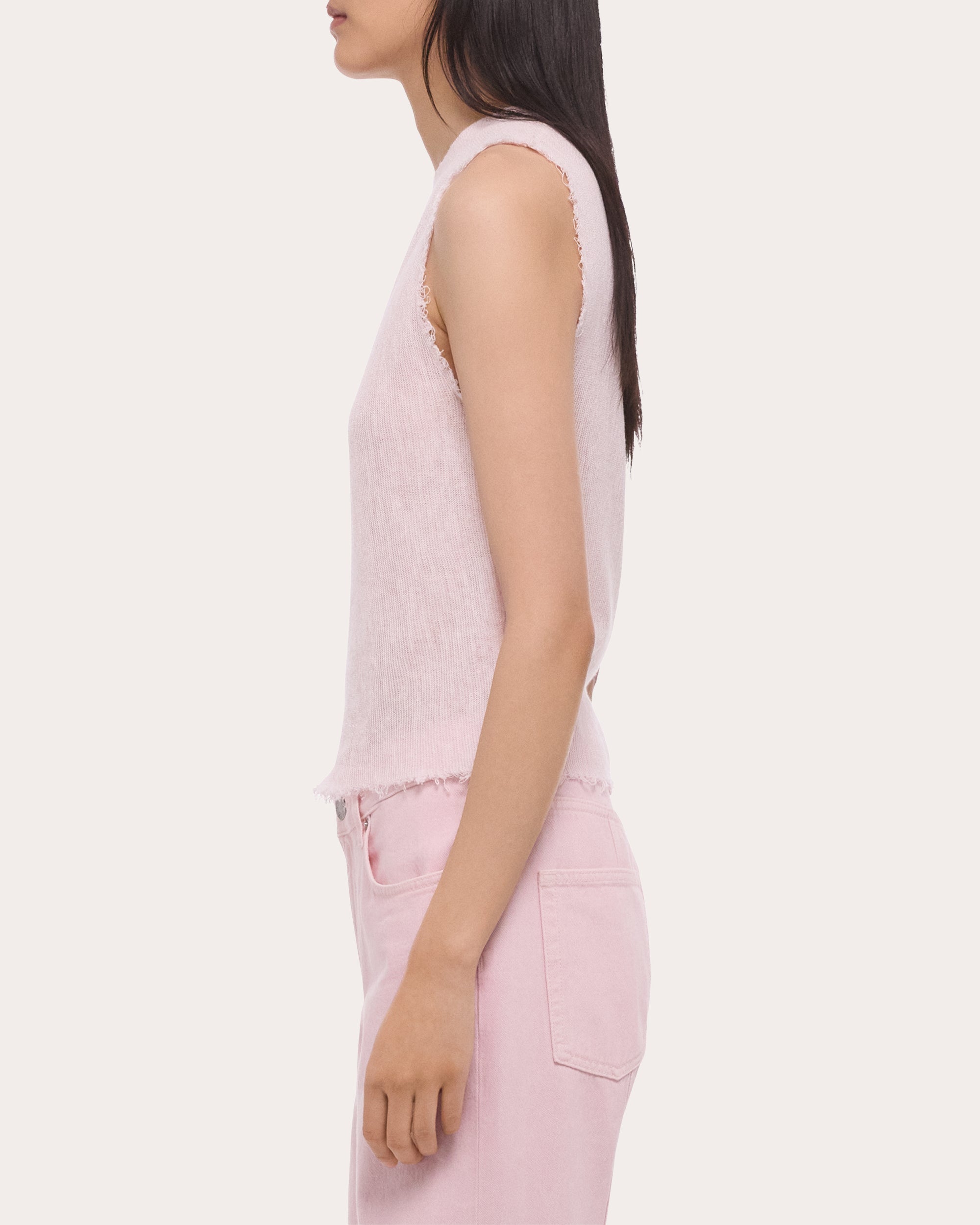 Sheer Raw-Edge Muscle Tank