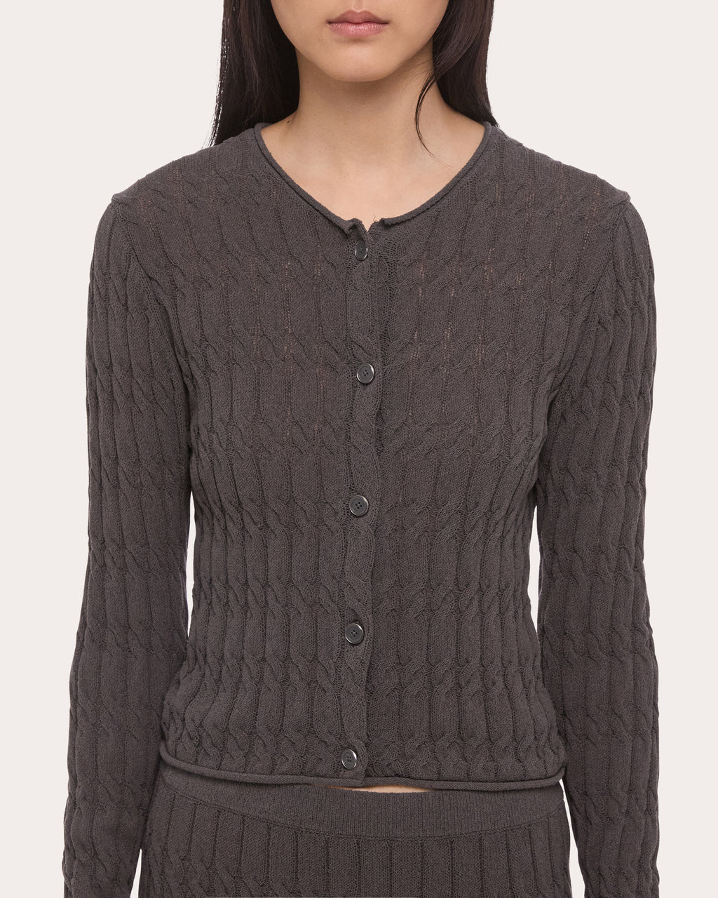 Cable Knit Cropped Cardigan