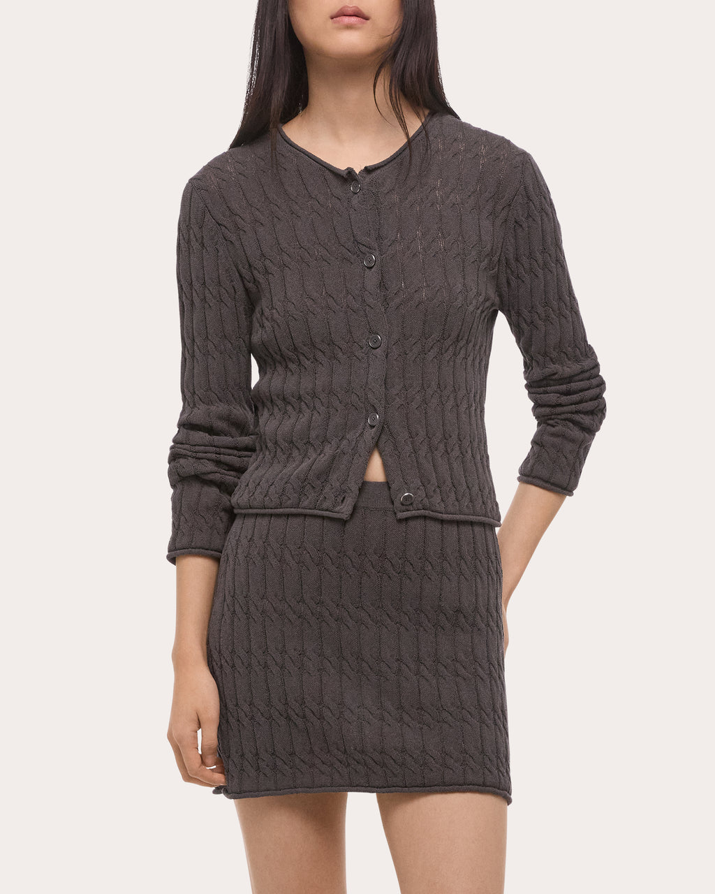 Cable Knit Cropped Cardigan