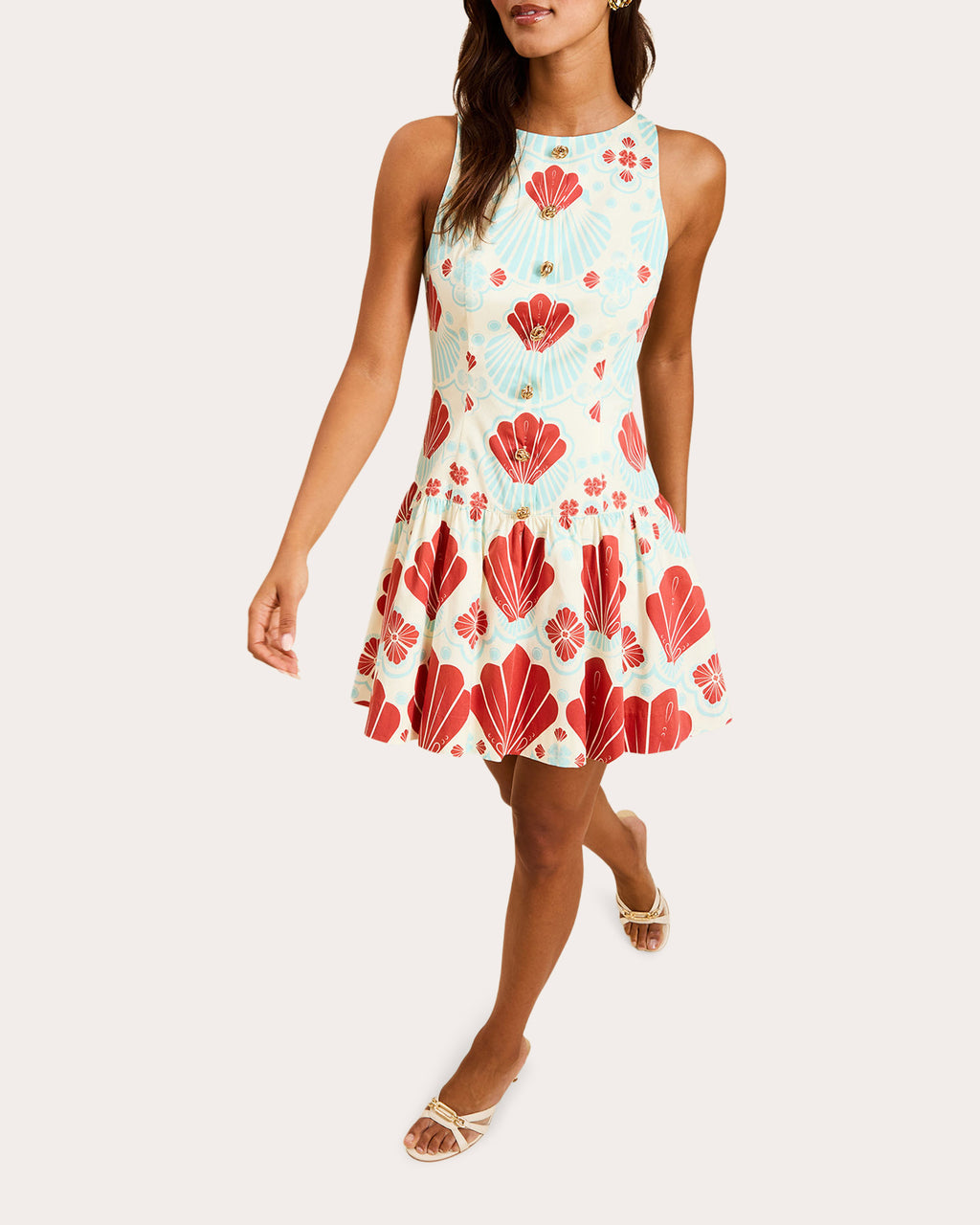 Happy Hour Shell Poplin Drop-Waist Mini Dress