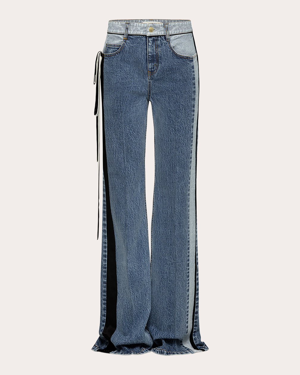 Ben Satin Ribbon Straight-Leg Jeans