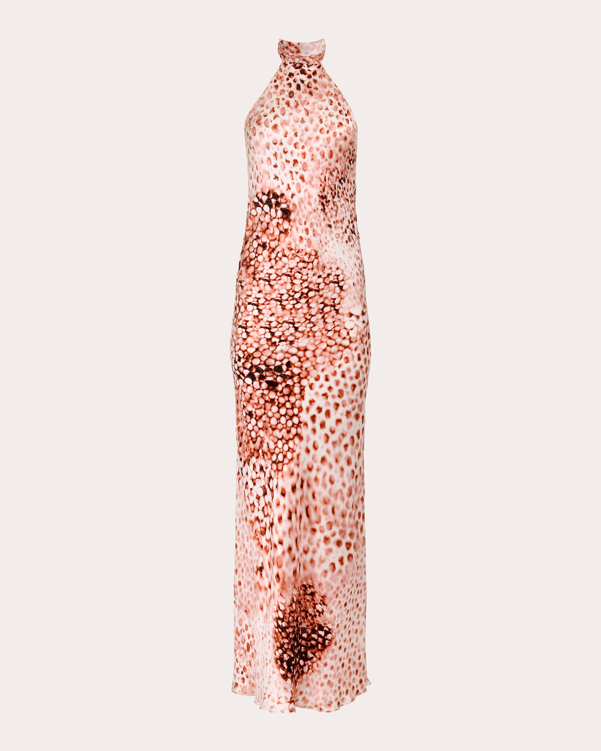 Hera Rose Printed Silk Halter Gown