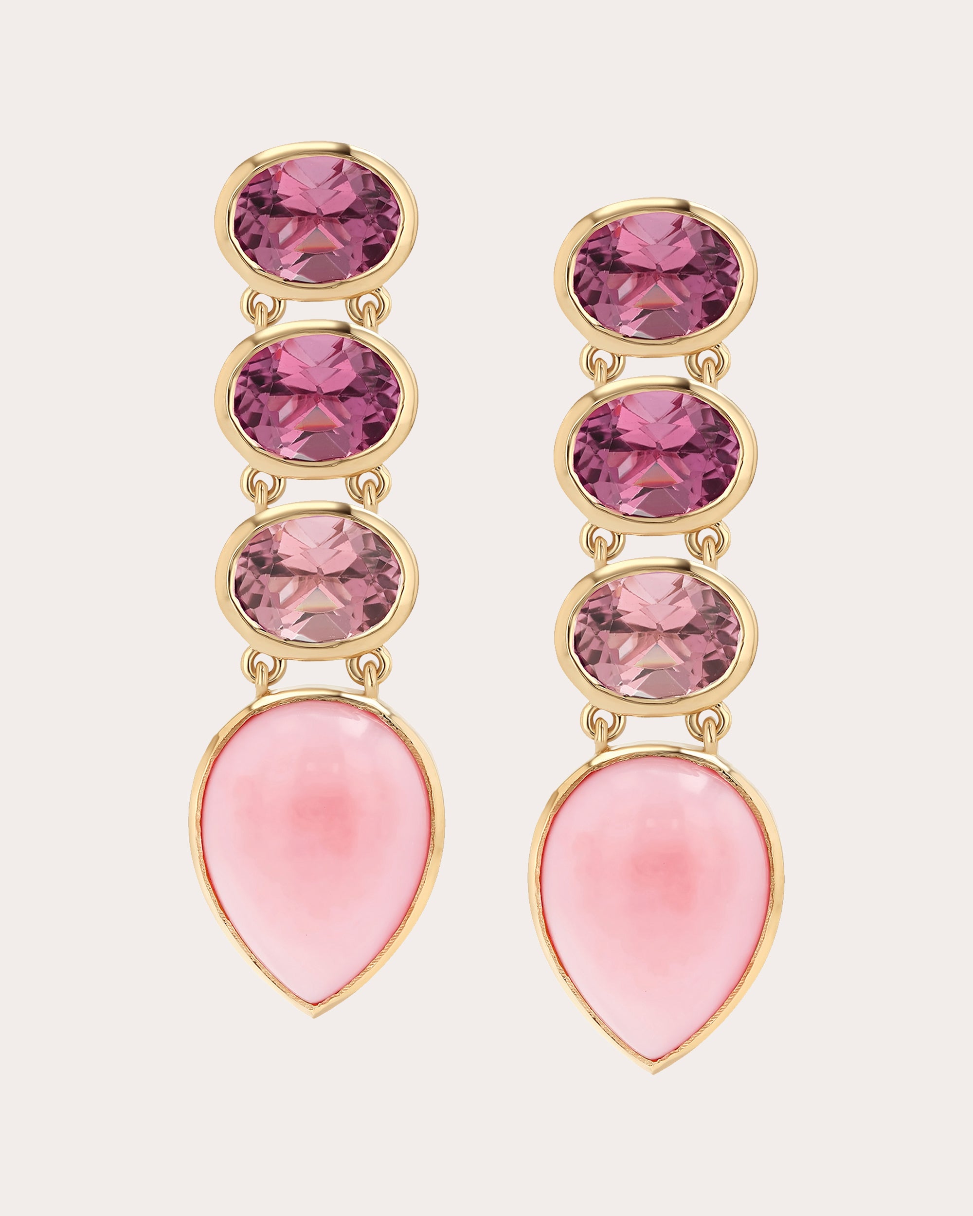 Pink Tourmaline & Opal High Purpose Drop Earrings