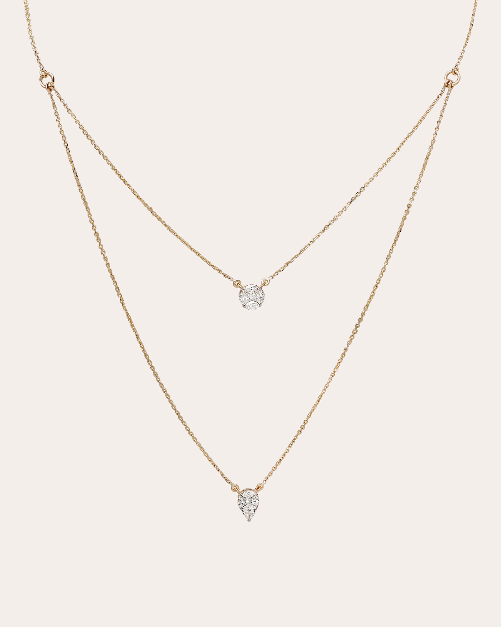 Diamond Illusion Duo Chain Pendant Necklace