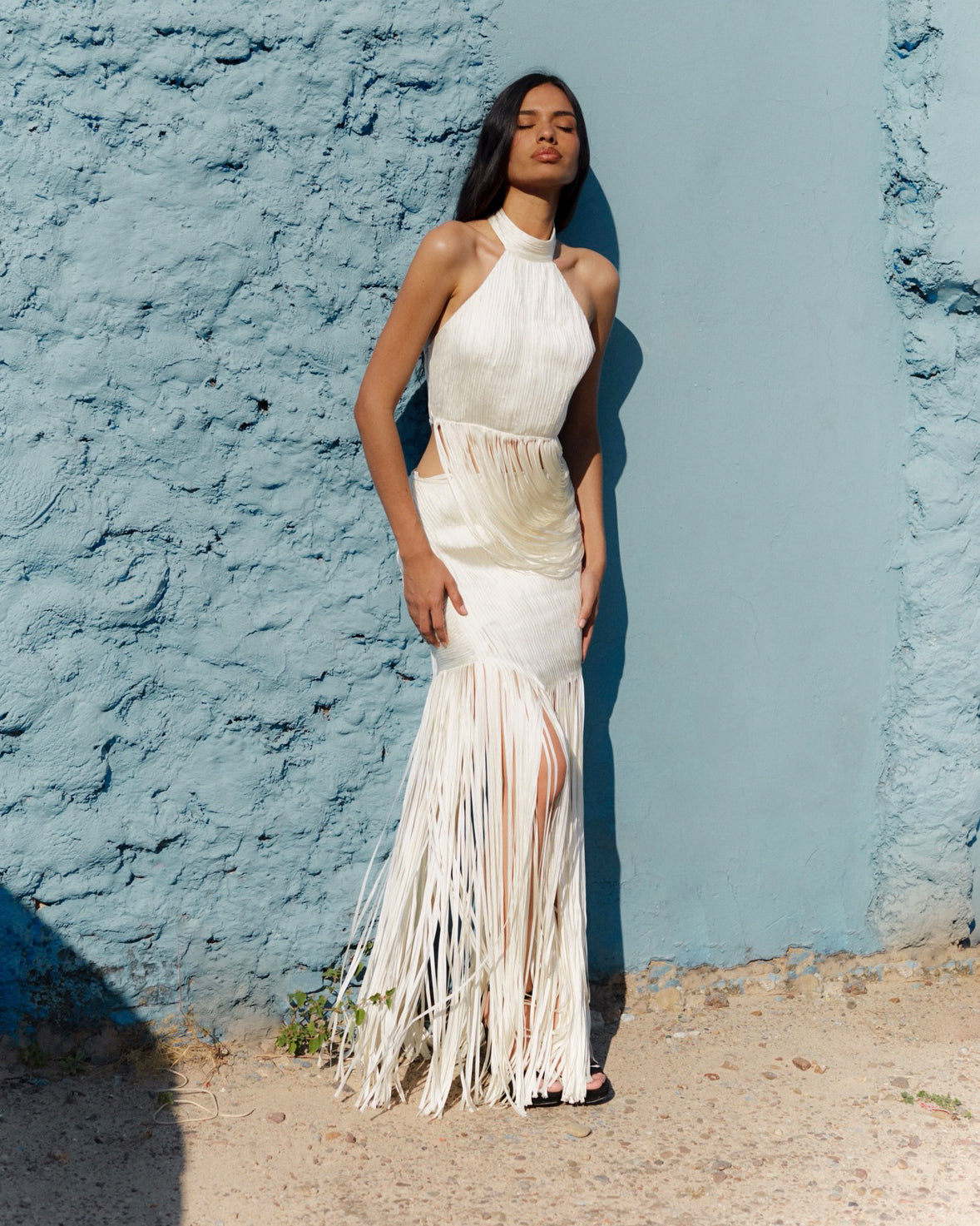 Valentina Draped Silk Fringe Maxi Skirt