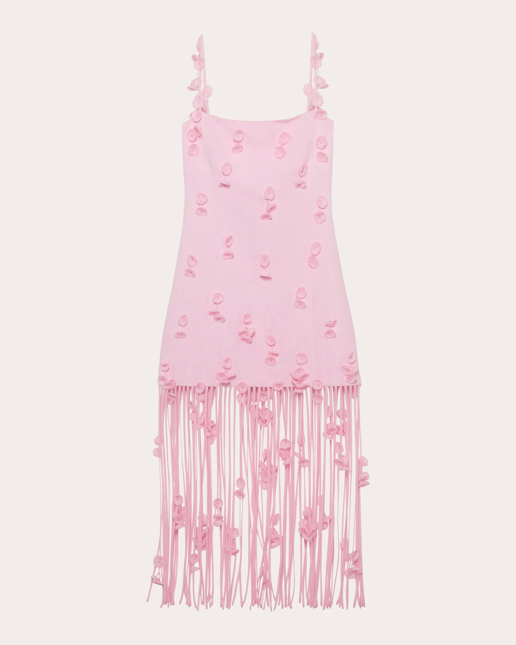 Juliana Floral Appliqué Fringed Midi Dress