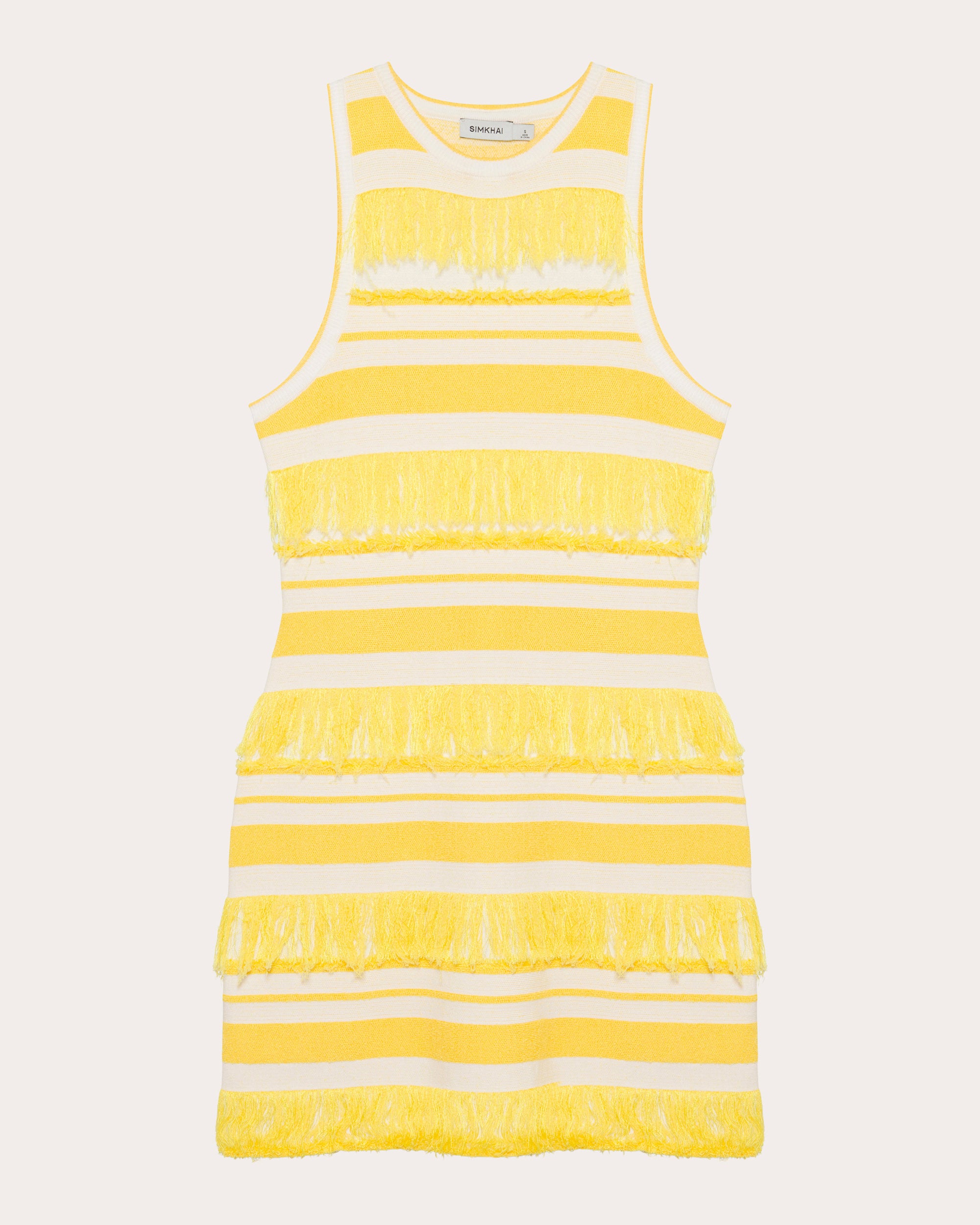 Elly Stripe Knit Fringe Sleeveless Mini Dress
