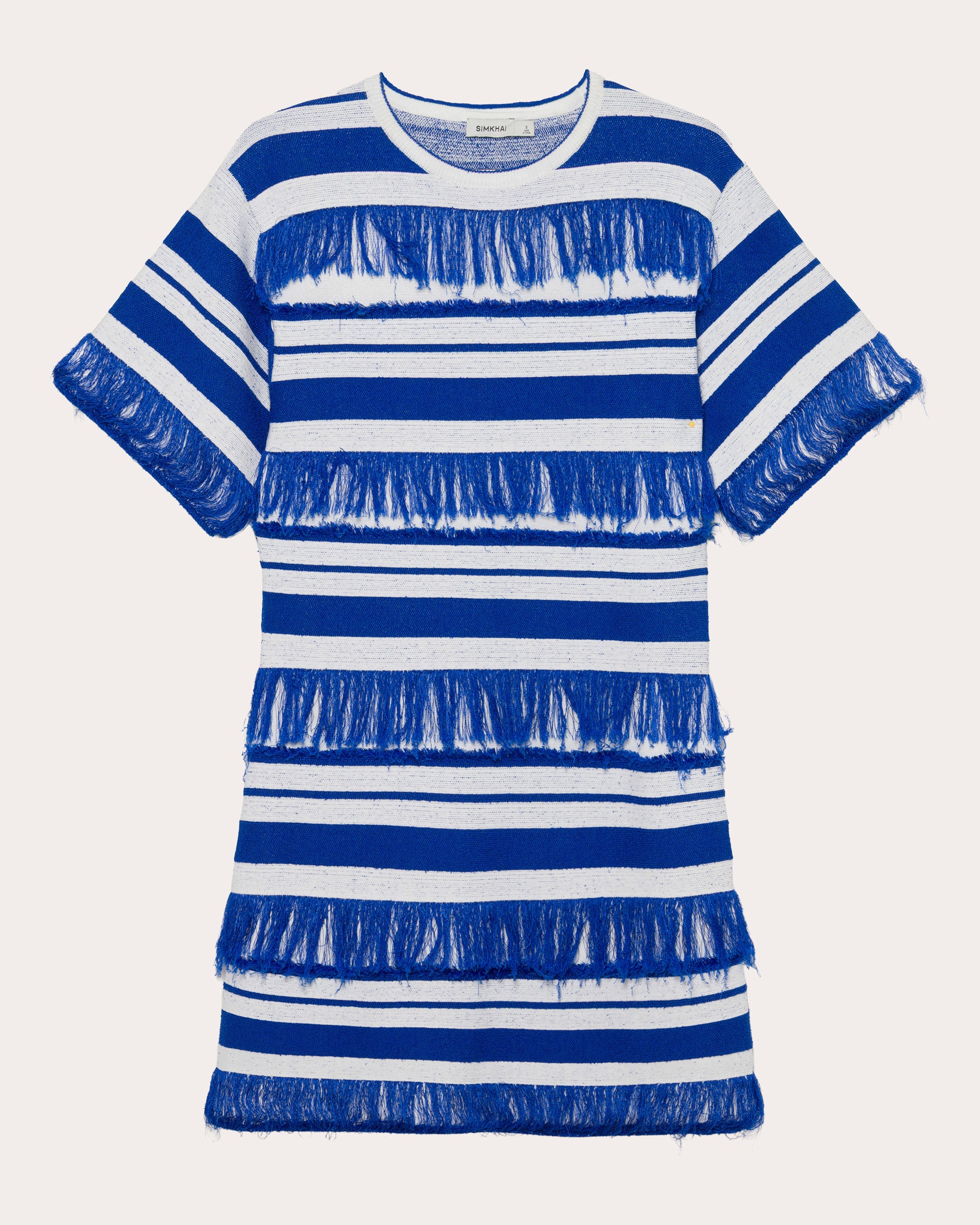 Torrance Stripe Knit Fringe Mini T-Shirt Dress