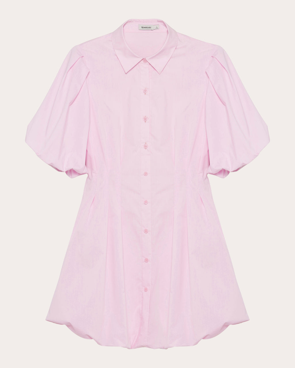 Cleo Poplin Puff-Sleeve Shirt Dress