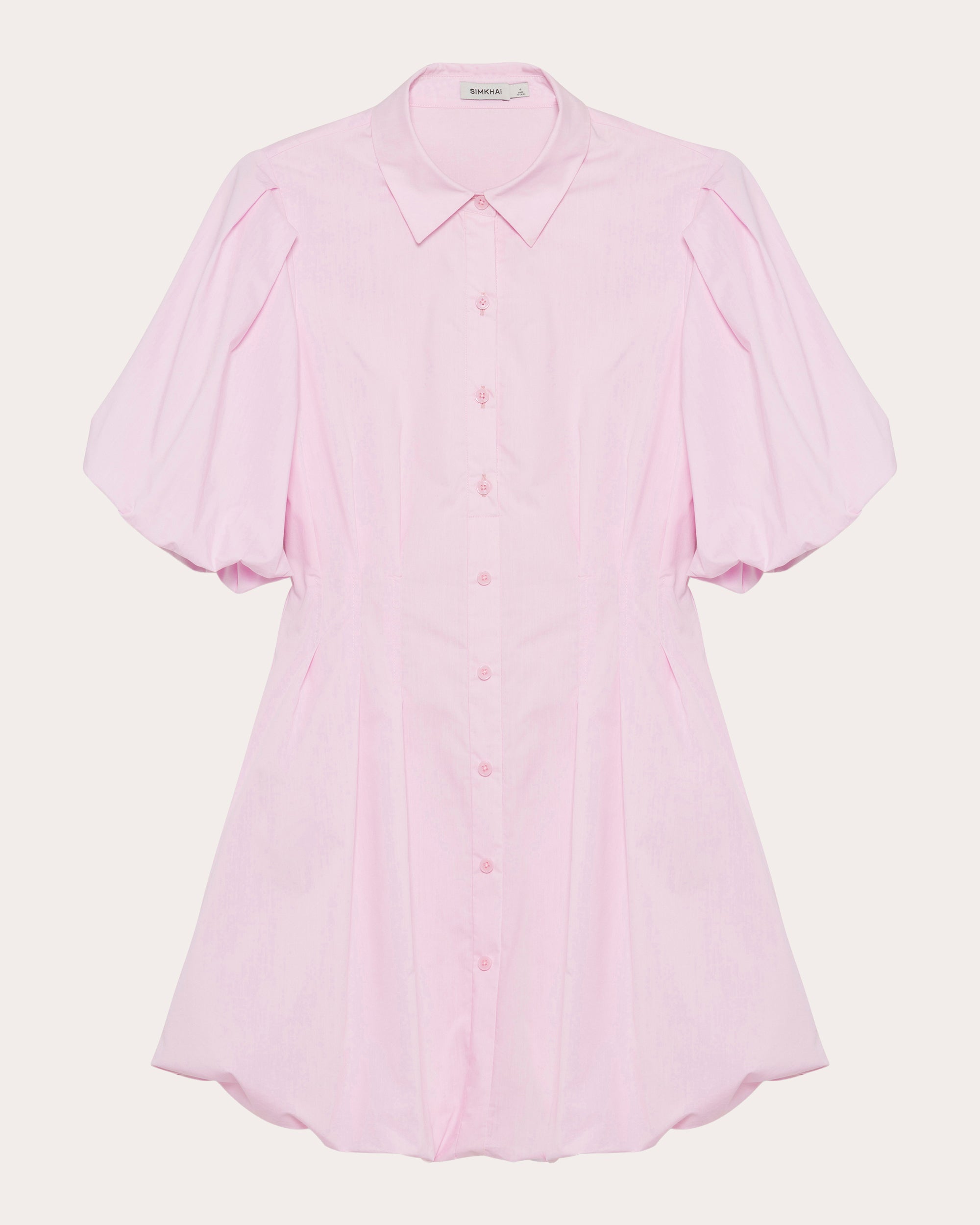 Cleo Poplin Puff-Sleeve Shirt Dress