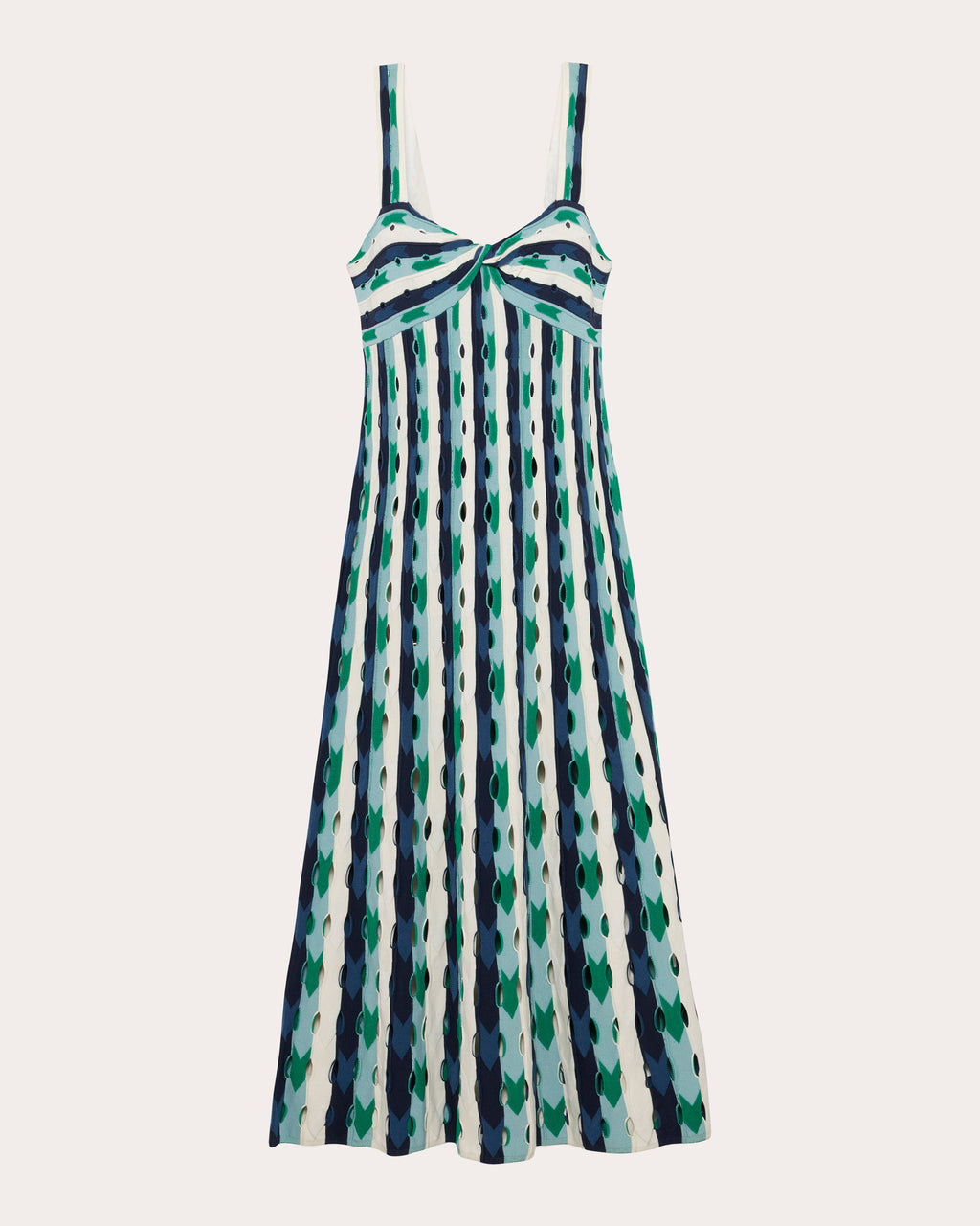 Christina Stripe Eyelet Knit Midi Dress