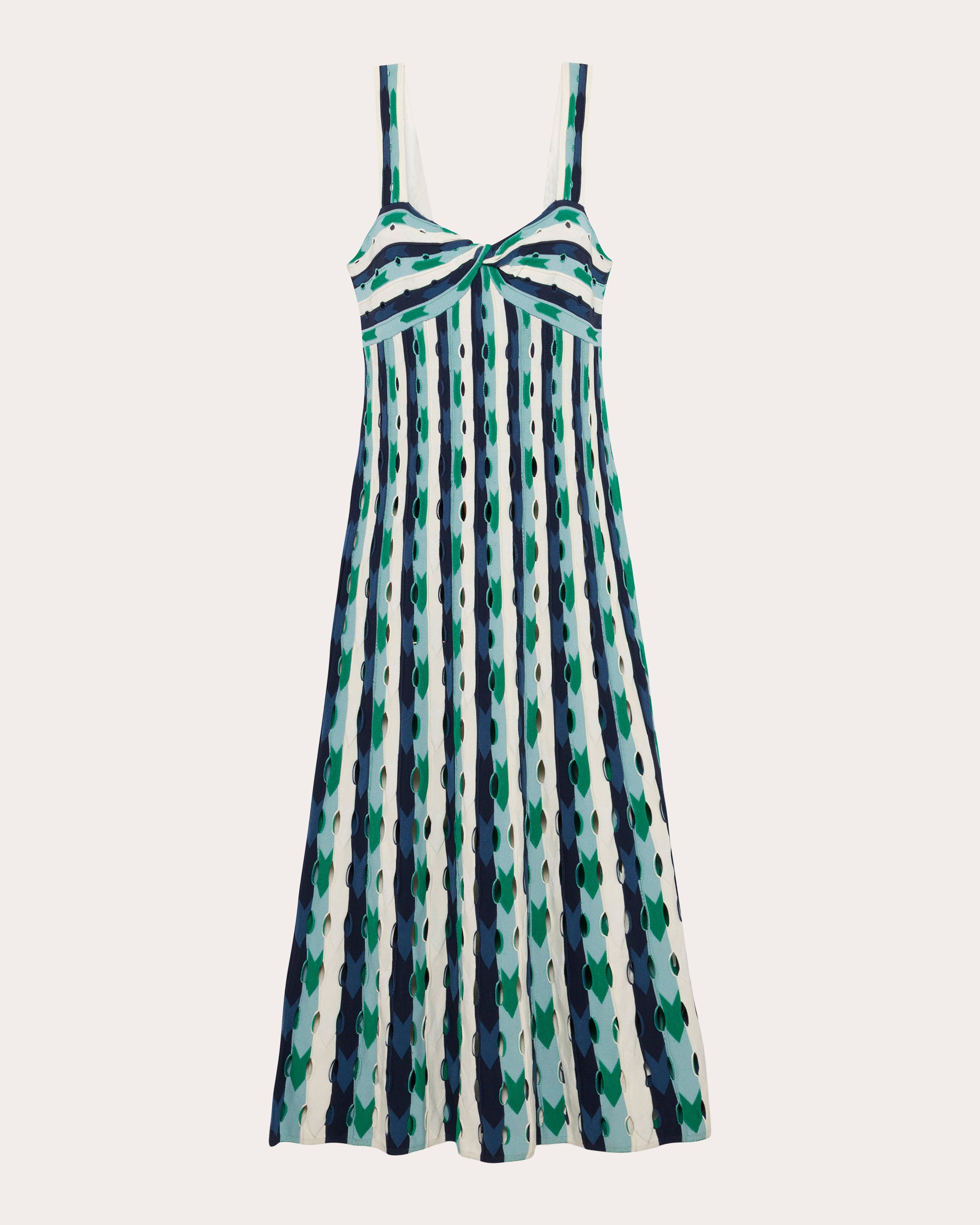 Christina Stripe Eyelet Knit Midi Dress