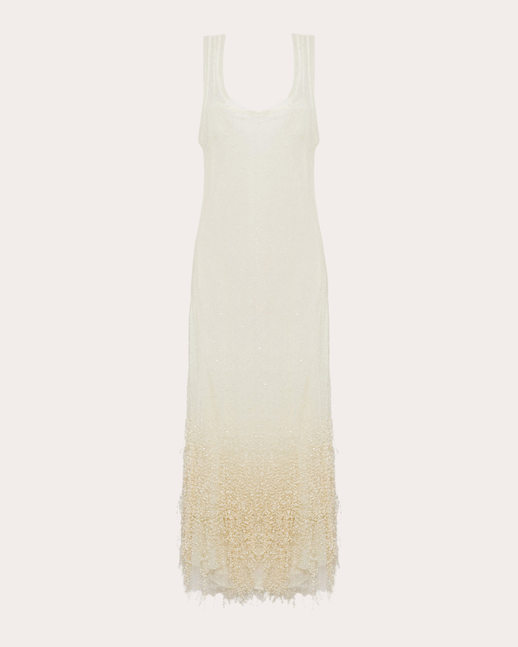 Irisa Beaded Fringe Lace Sleeveless Midi Dress