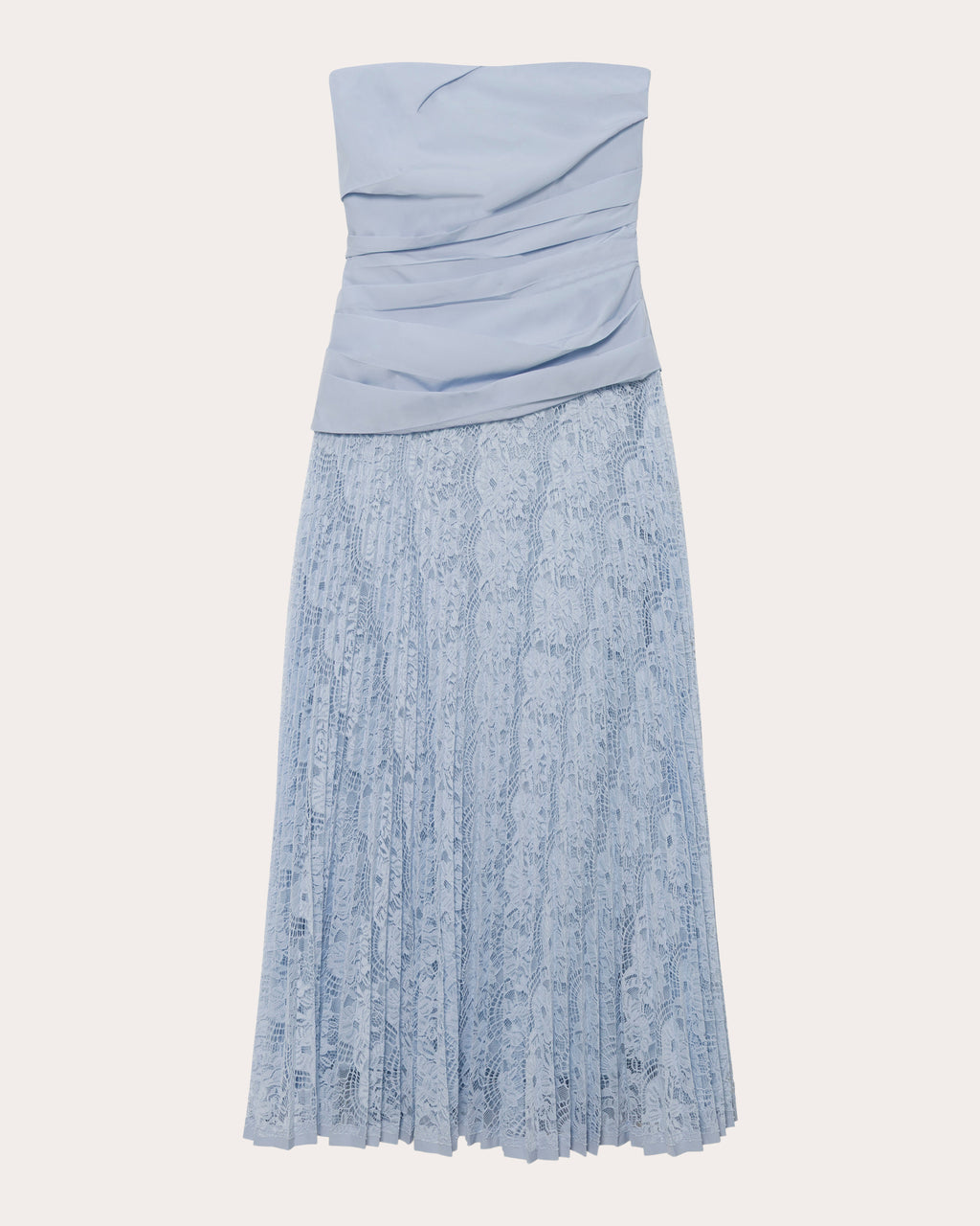 Annalise Poplin Lace Combo Strapless Midi Dress