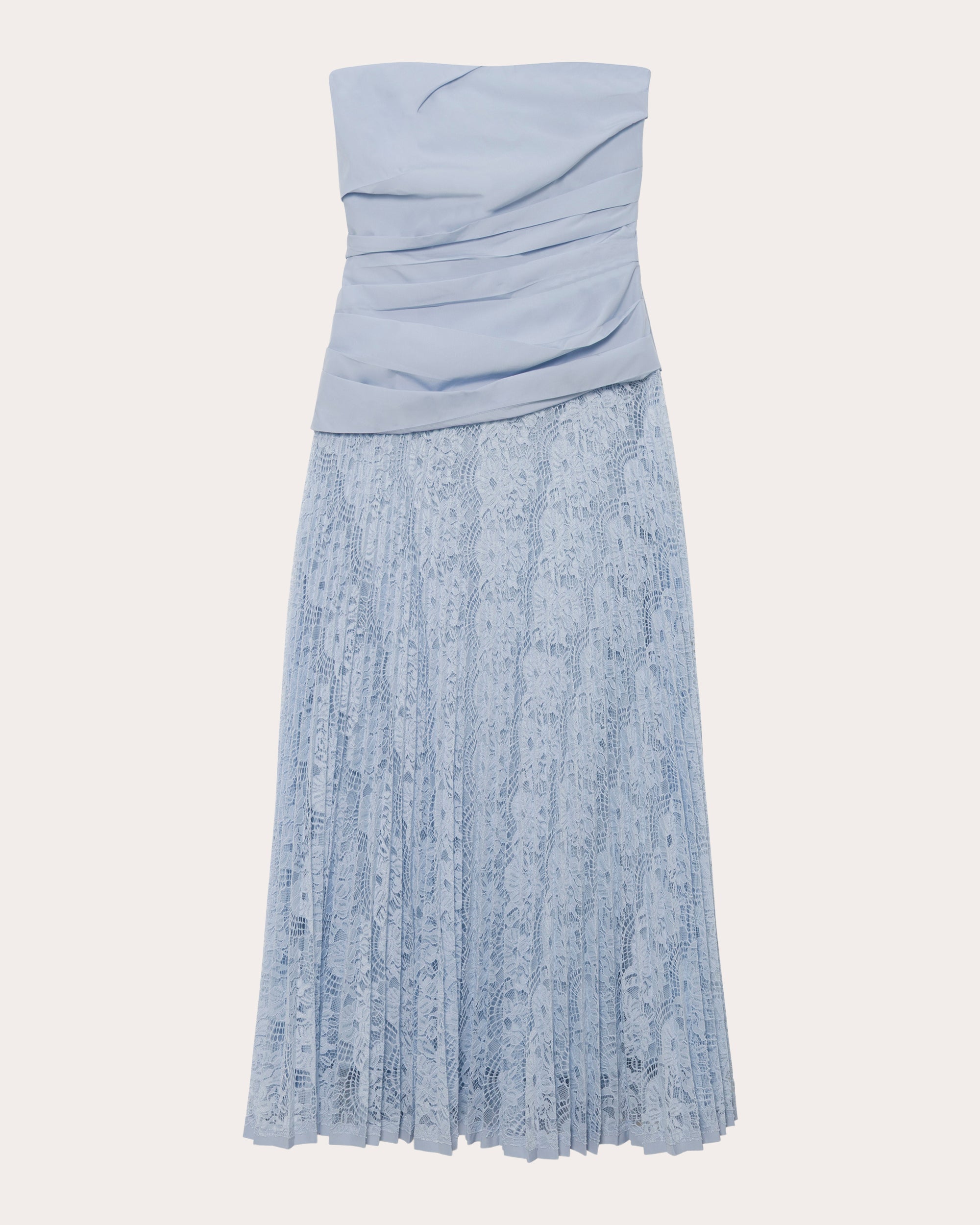 Annalise Poplin Lace Combo Strapless Midi Dress