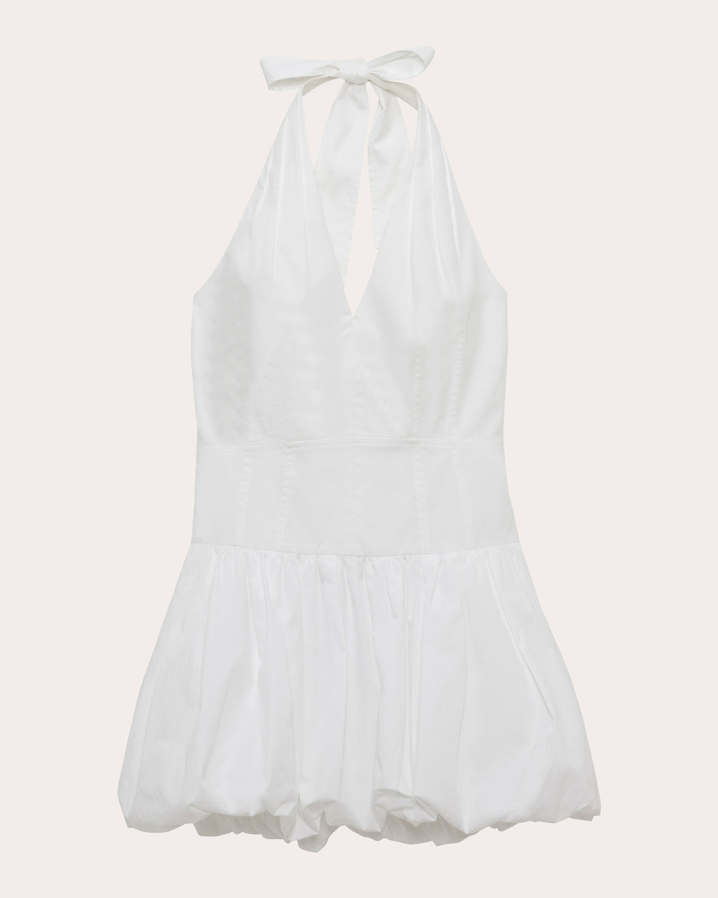 Brooke Poplin Bubble-Hem Halter Mini Dress