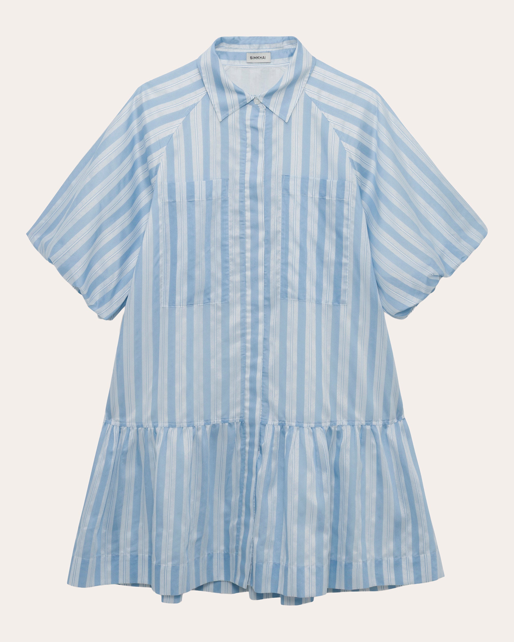 Crissy Satin Stripe Drop-Waist Shirt Dress