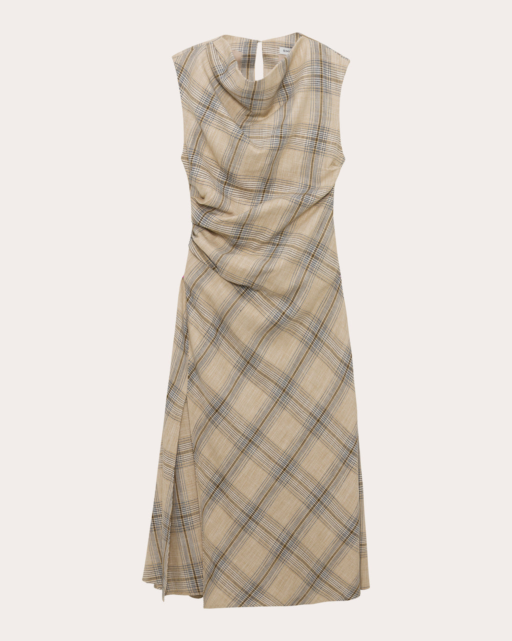 Burke Plaid Draped Midi Dress