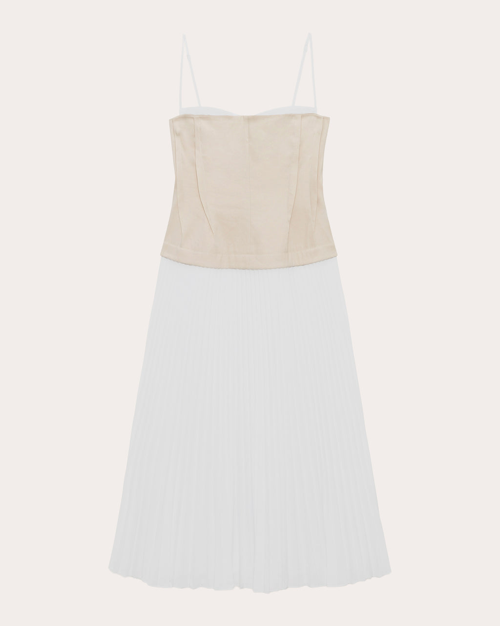 Duval Linen Poplin Combo Bustier Midi Dress