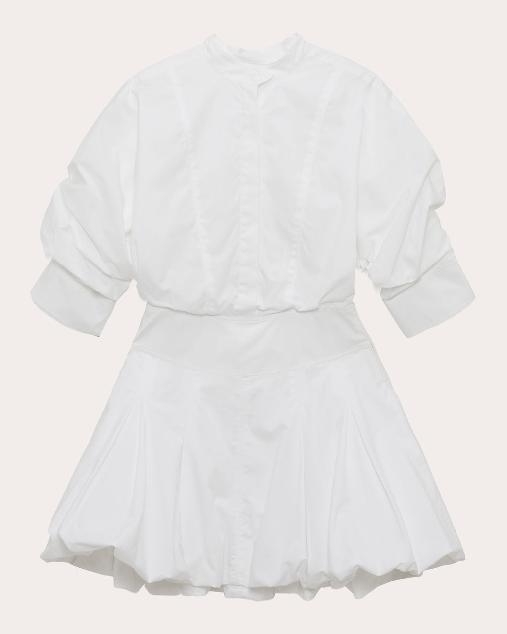 Effie Poplin Bubble-Hem Mini Shirt Dress