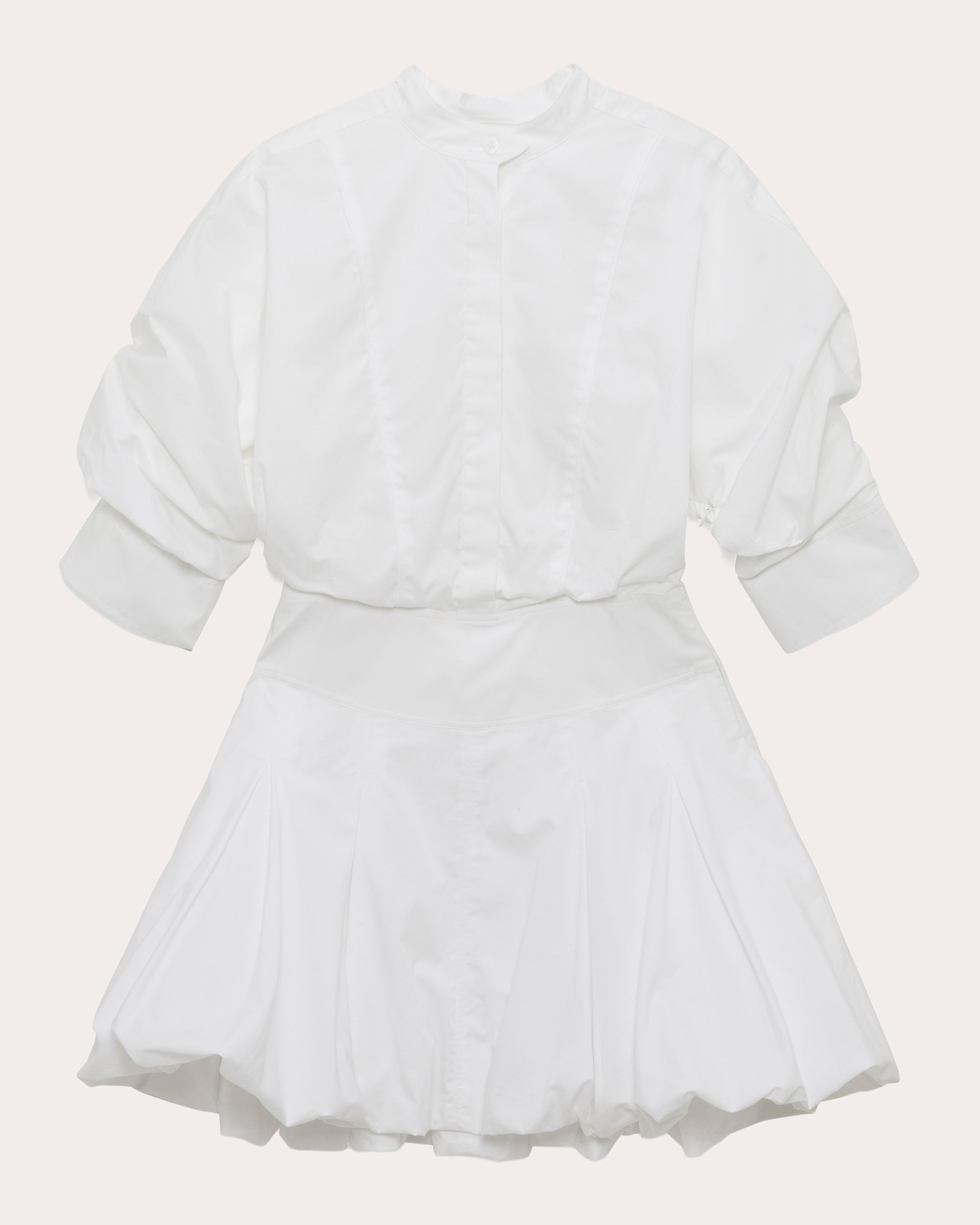 Effie Poplin Bubble-Hem Mini Shirt Dress
