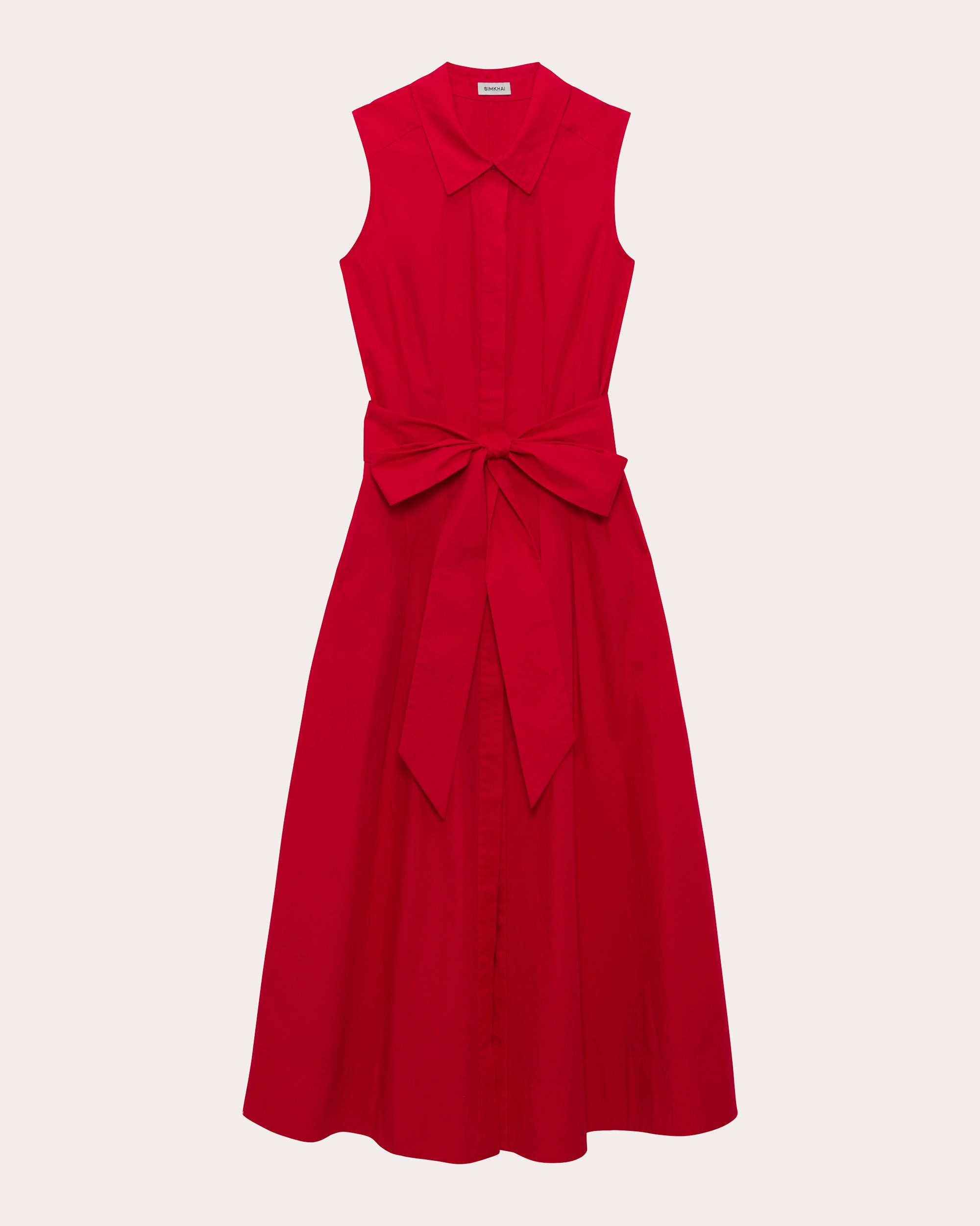 Genny Poplin Belted Sleeveless Shirt Dress