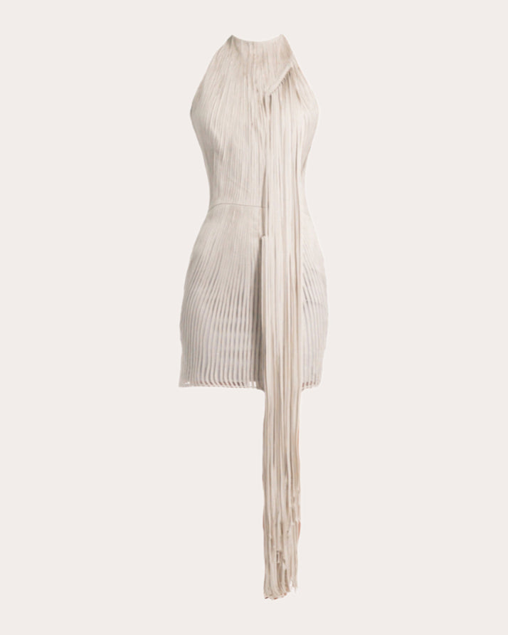 Lior Silk Fringe Draped Mini Dress