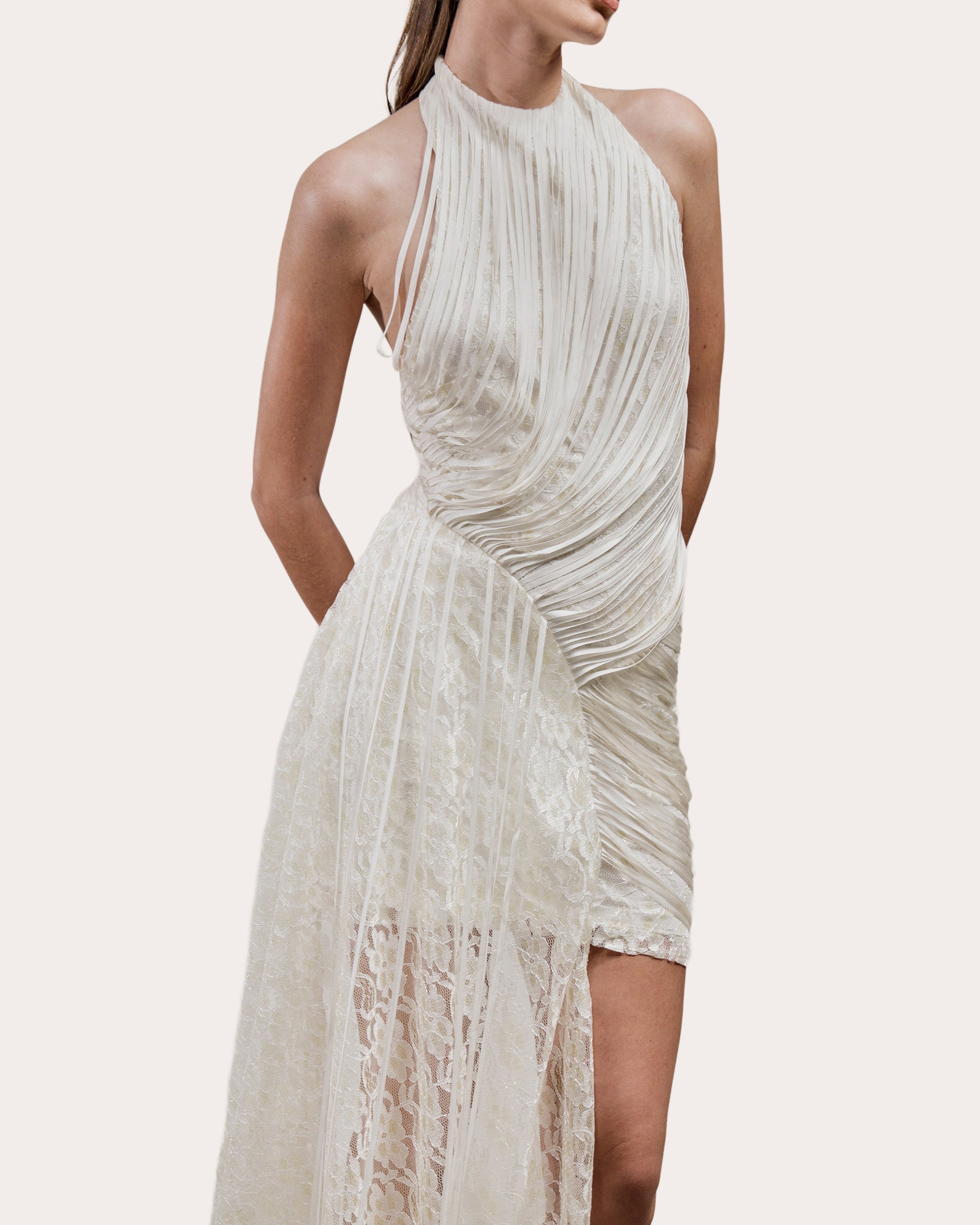 Vexa Draped Silk Fringe Mini Dress