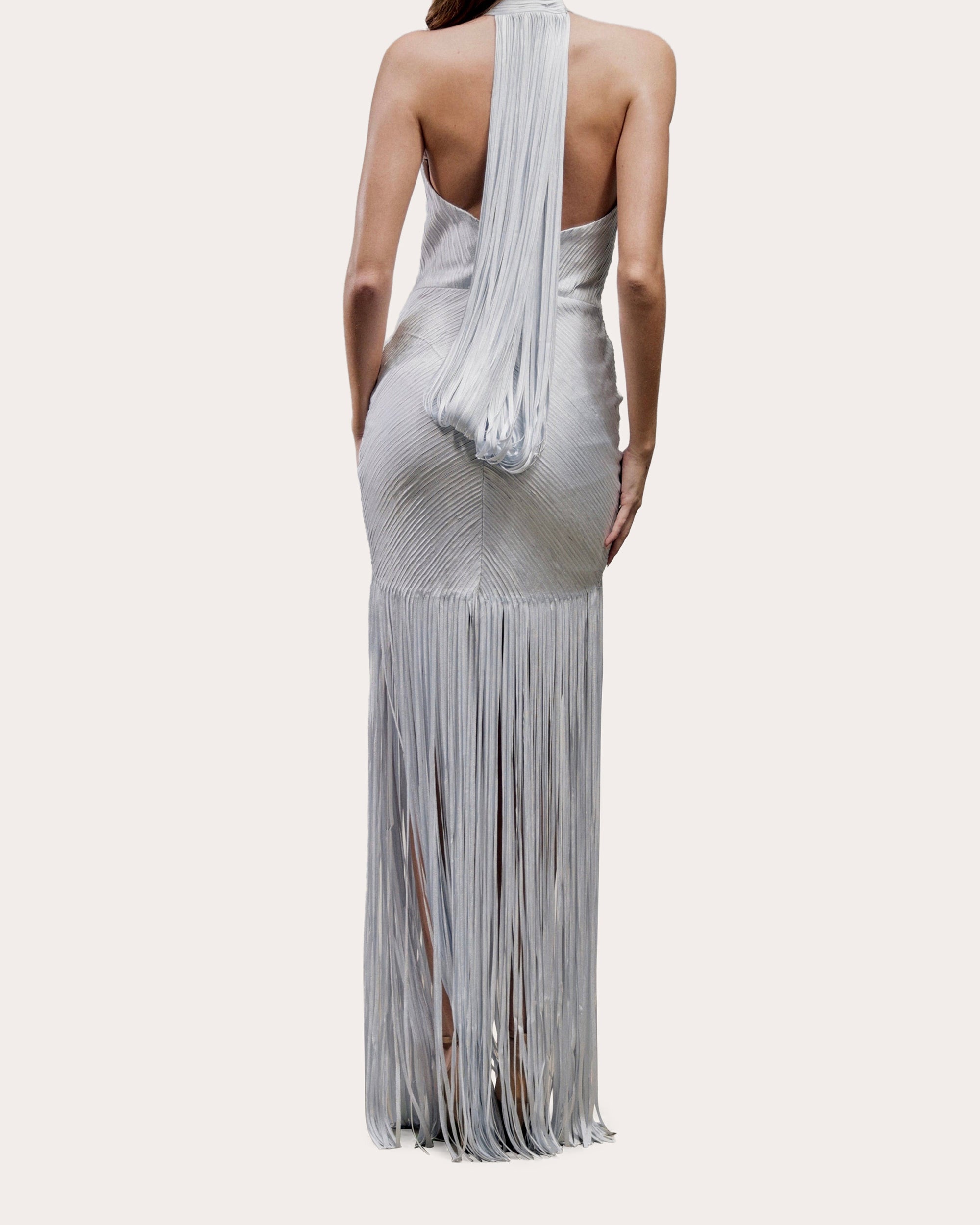 Erys Silk Fringe Draped Gown
