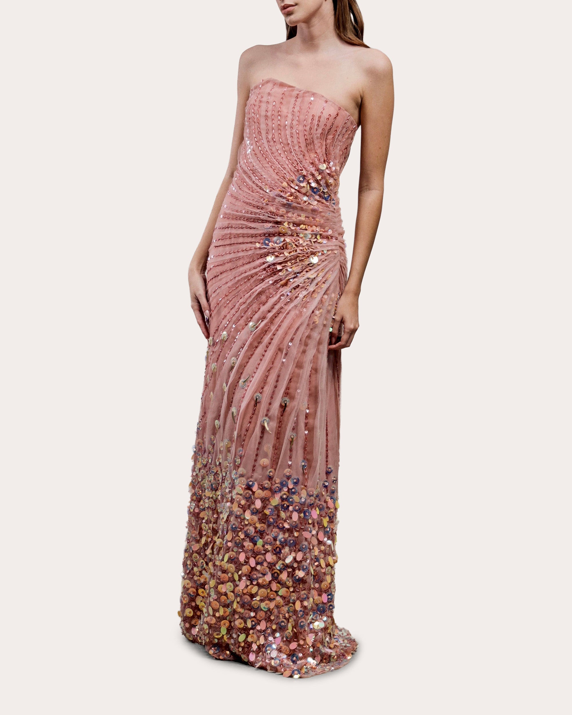 Myka Embellished Tulle Strapless Gown