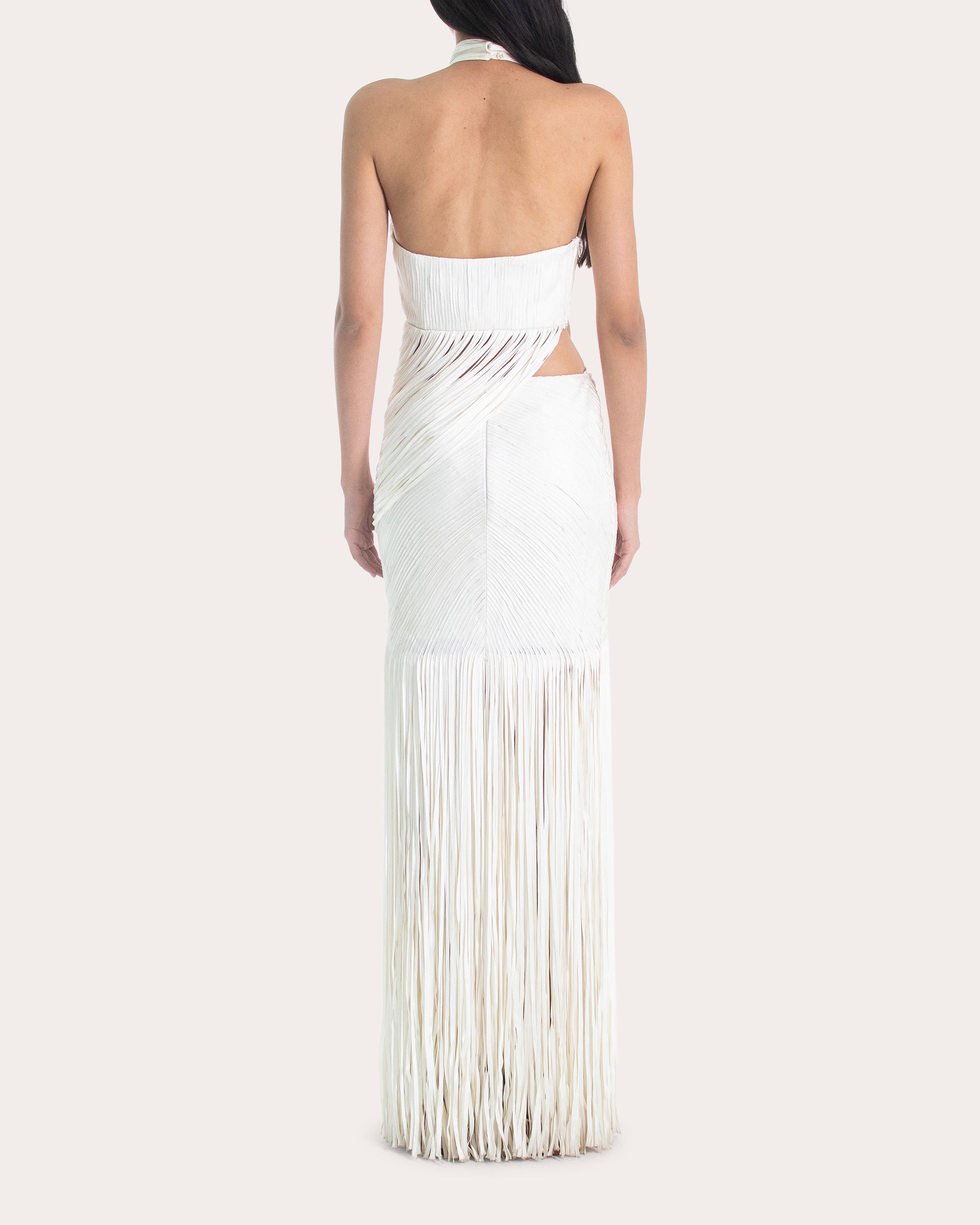 Valentina Draped Silk Fringe Maxi Skirt