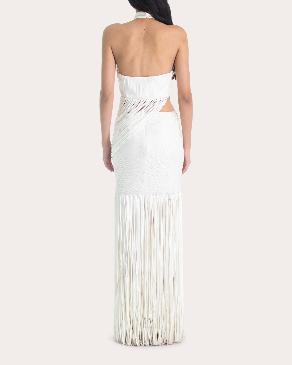 Elo Draped Silk Fringe Halter Top
