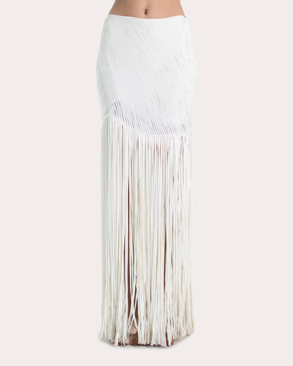 Valentina Draped Silk Fringe Maxi Skirt
