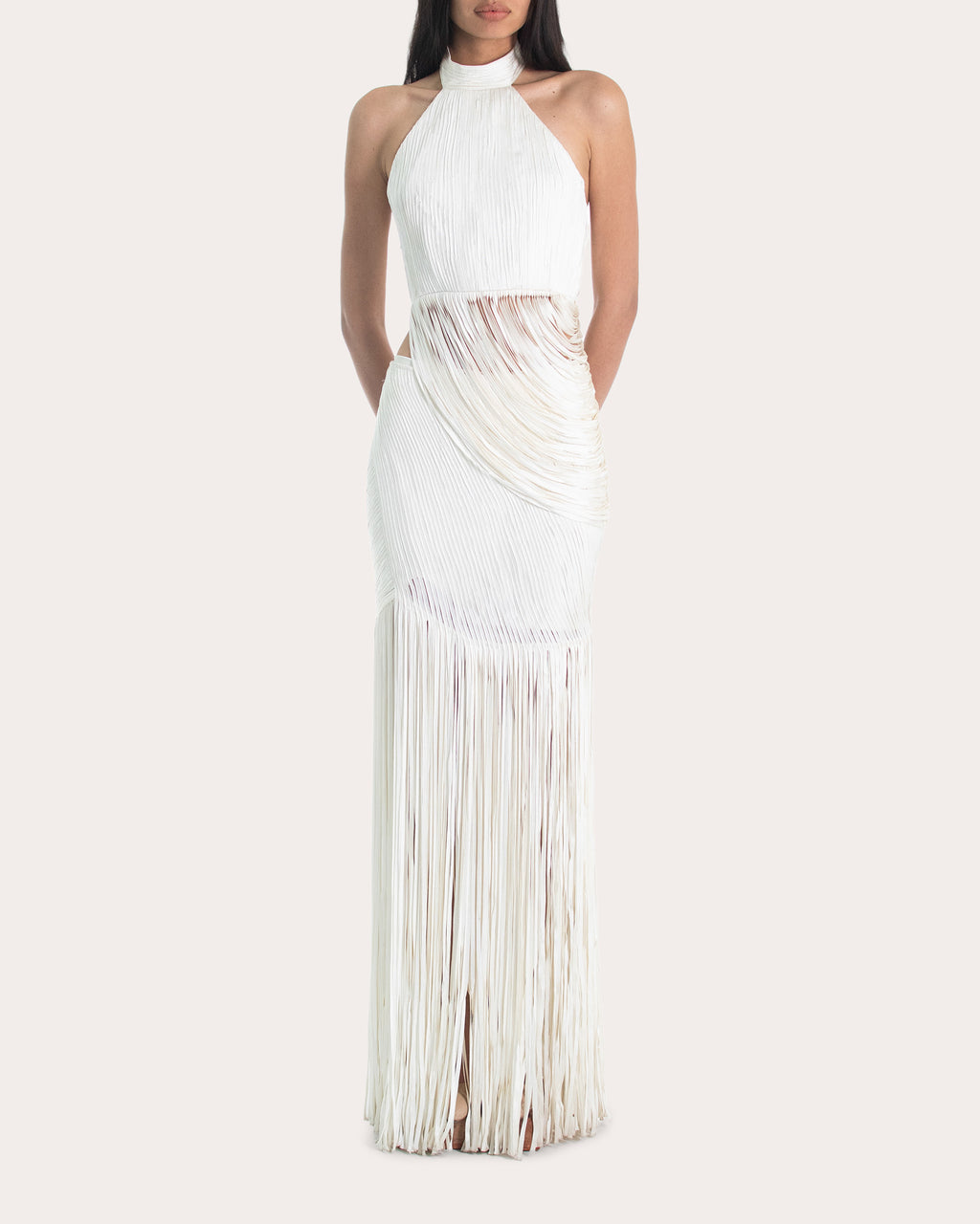 Valentina Draped Silk Fringe Maxi Skirt