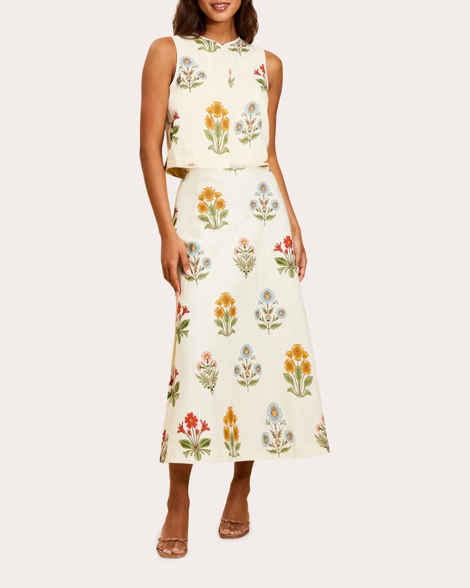 Santiago Reversible Cotton Bias Midi Skirt