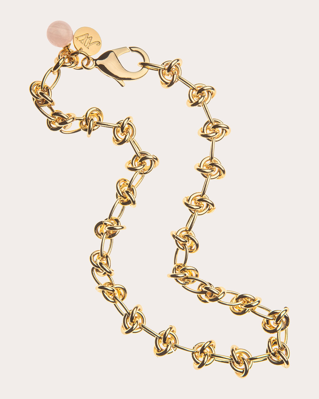 Rose Quartz In a Knot Chain Necklace