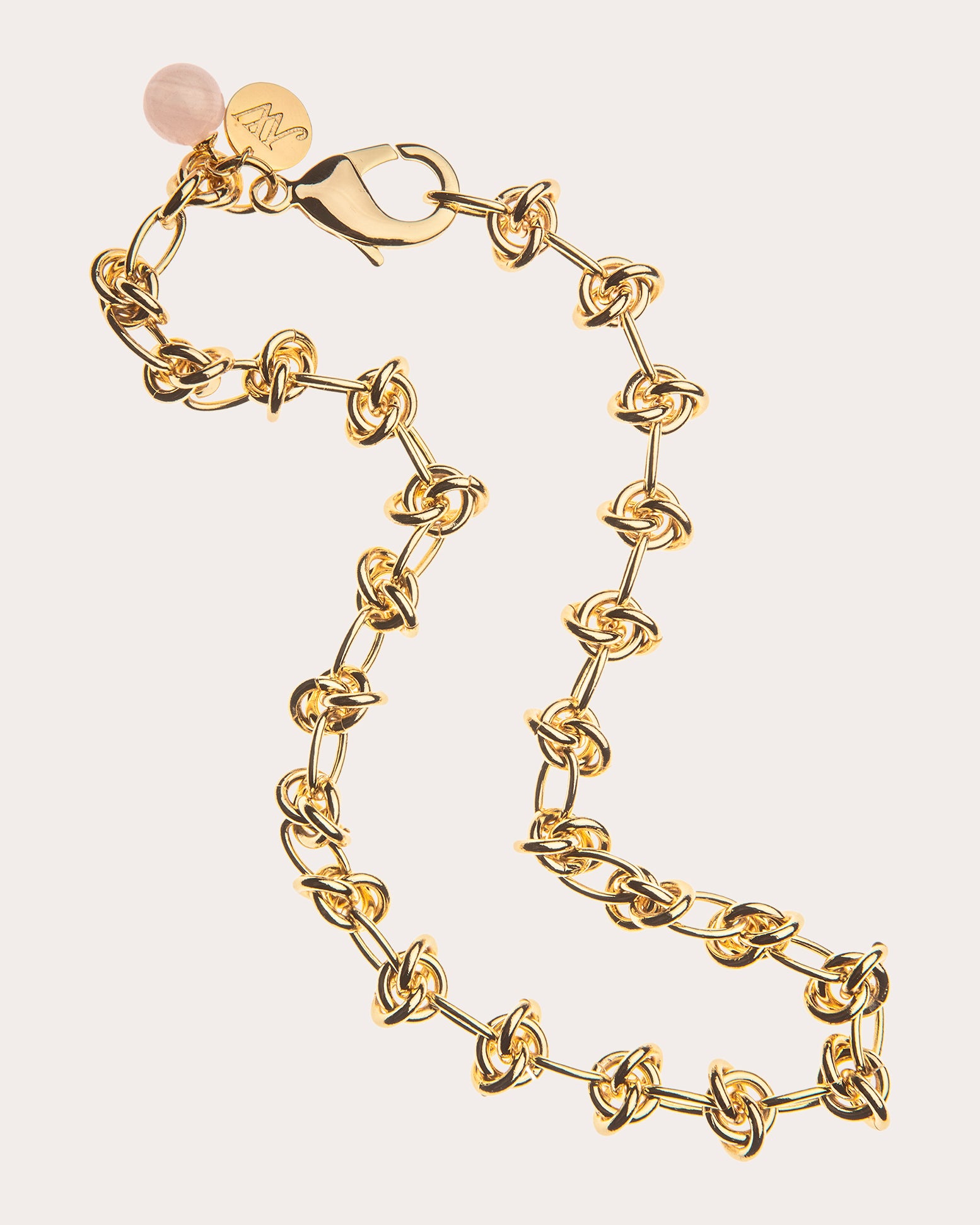 Rose Quartz In a Knot Chain Necklace