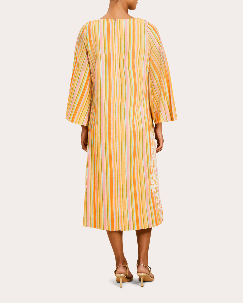Ines Embroidered Stripe Kaftan Midi Dress