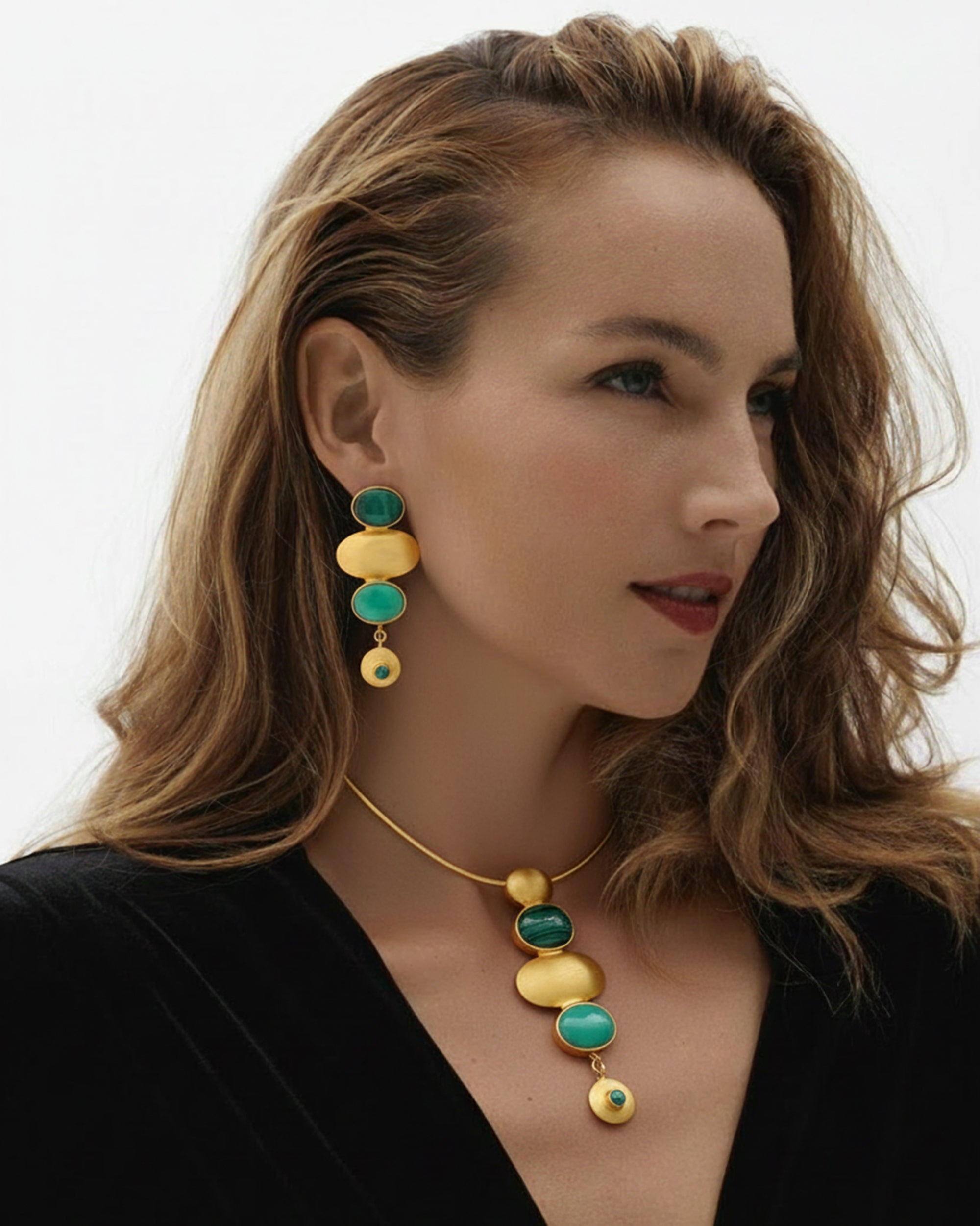 Green Onyx & Malachite Istanbul Drop Earrings