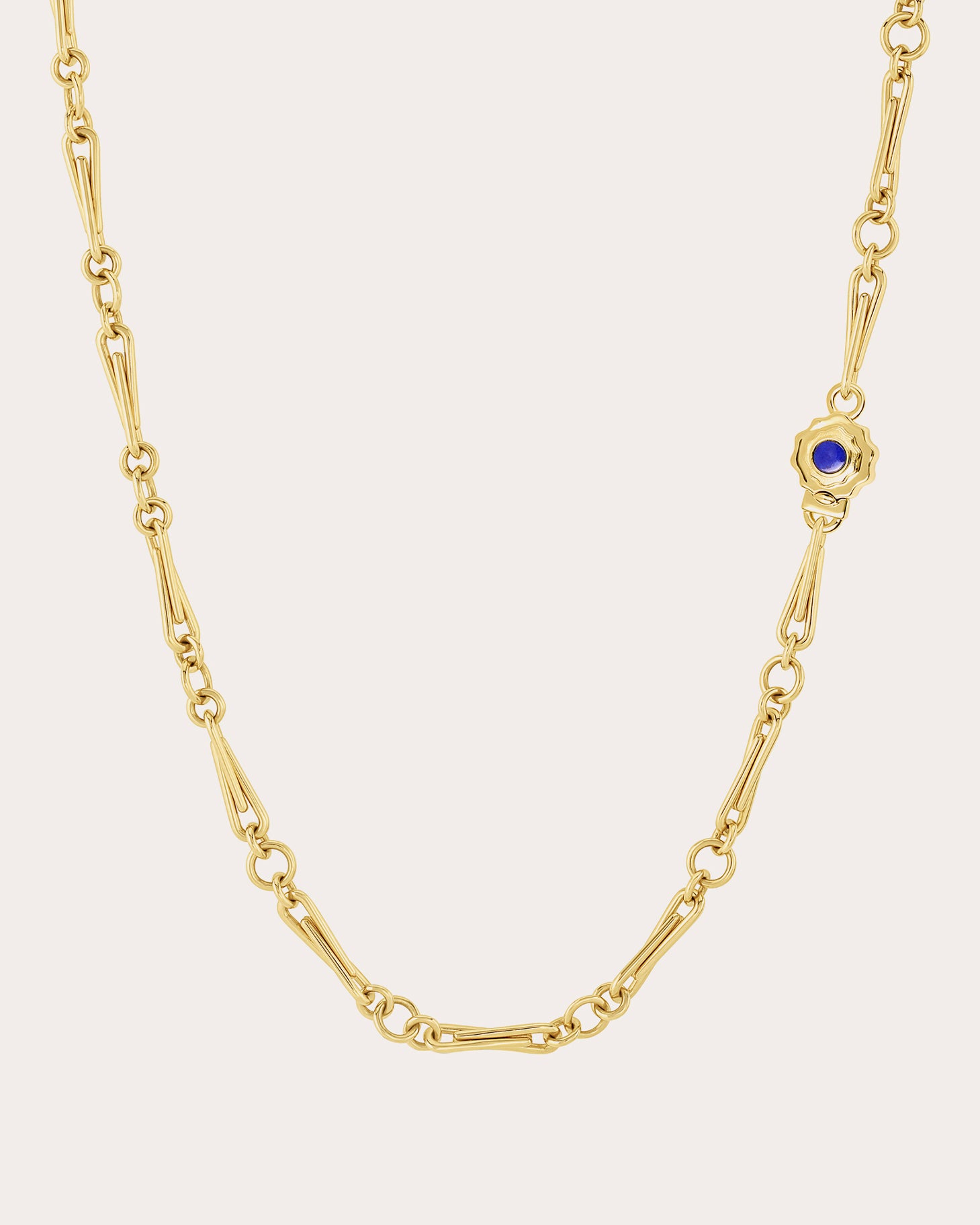 Lapis Lazuli & 18k Gold Barley Corn Necklace