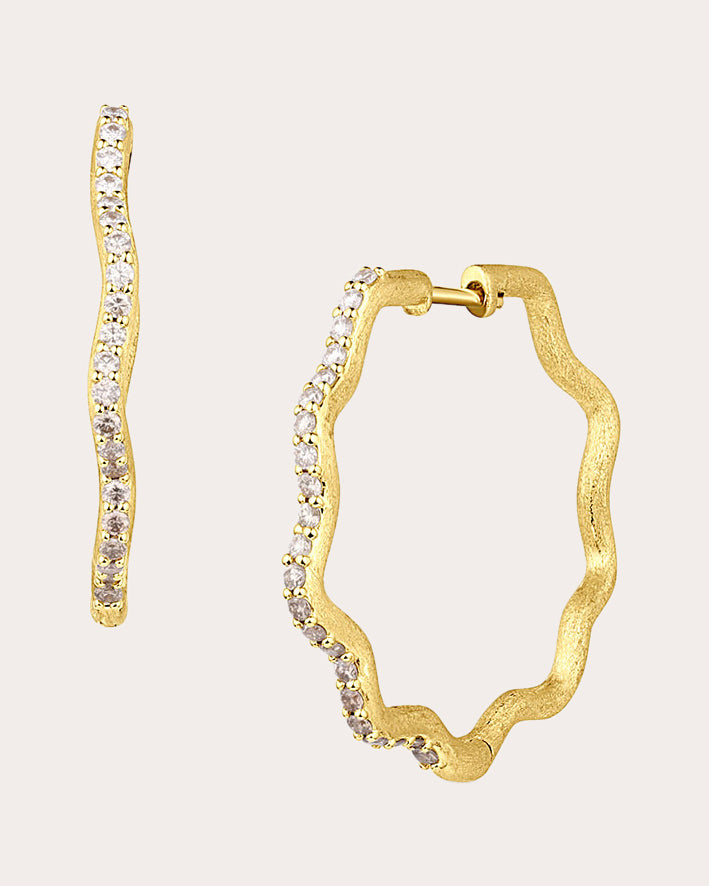 Diamond & 18k Gold So Wavy Hoop Earrings