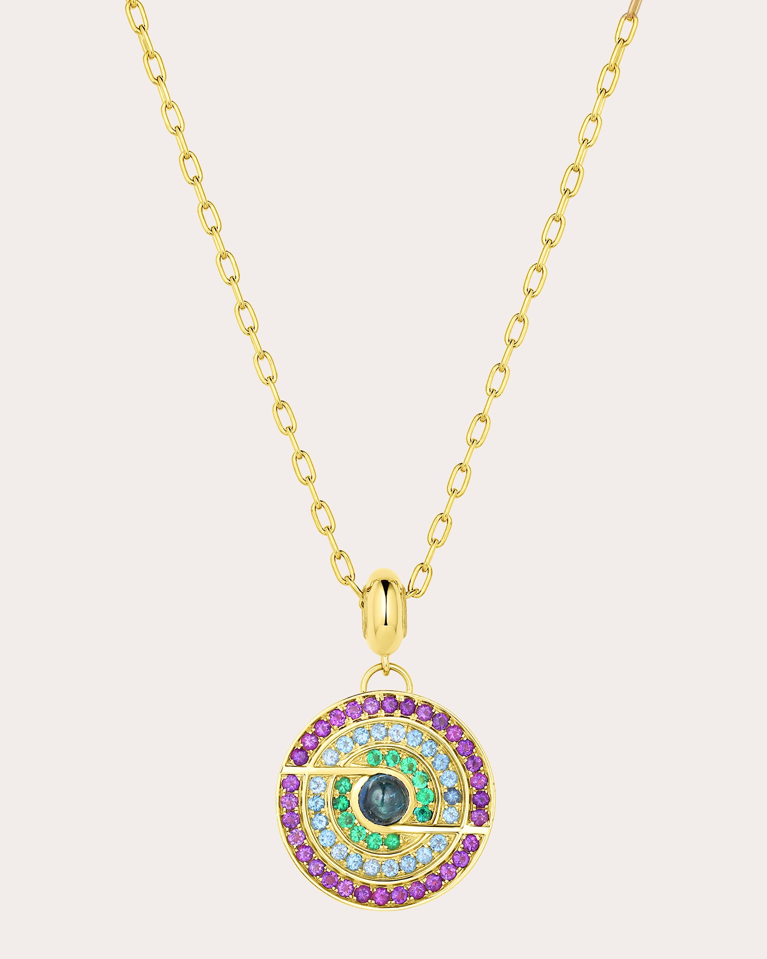 Blue Tourmaline & Amethyst Thea Pendant Necklace
